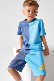 adidas Blue Sportswear T-Shirt and Shorts Set - Image 3 of 11