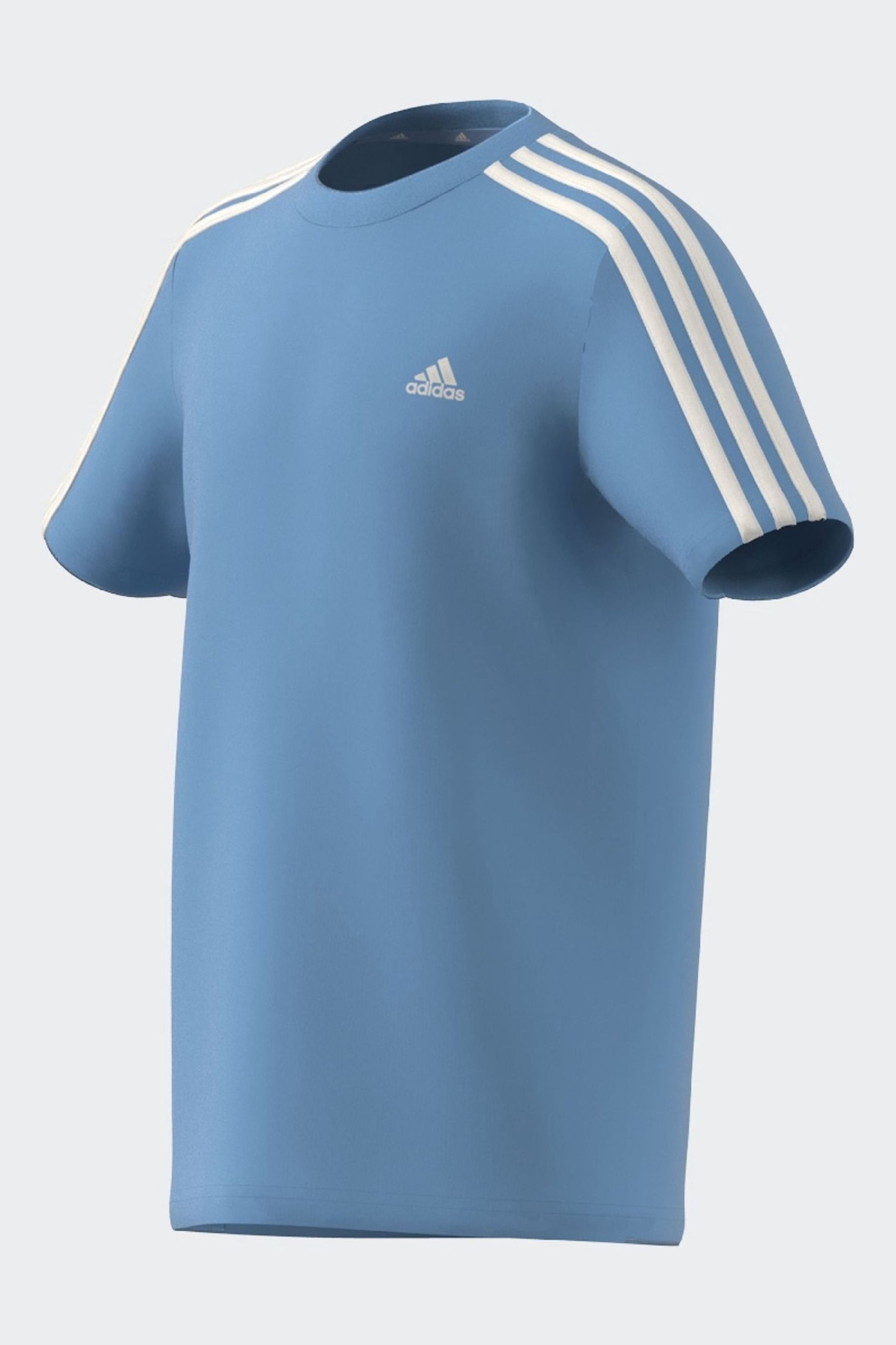adidas Navy Blue Essentials 3 Stripes 100 Cotton T Shirt