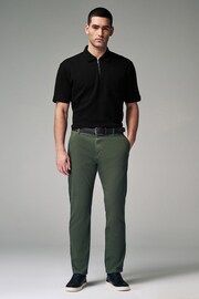 Green Slim Fit Textured Belted Trousers - Image 2 of 9
