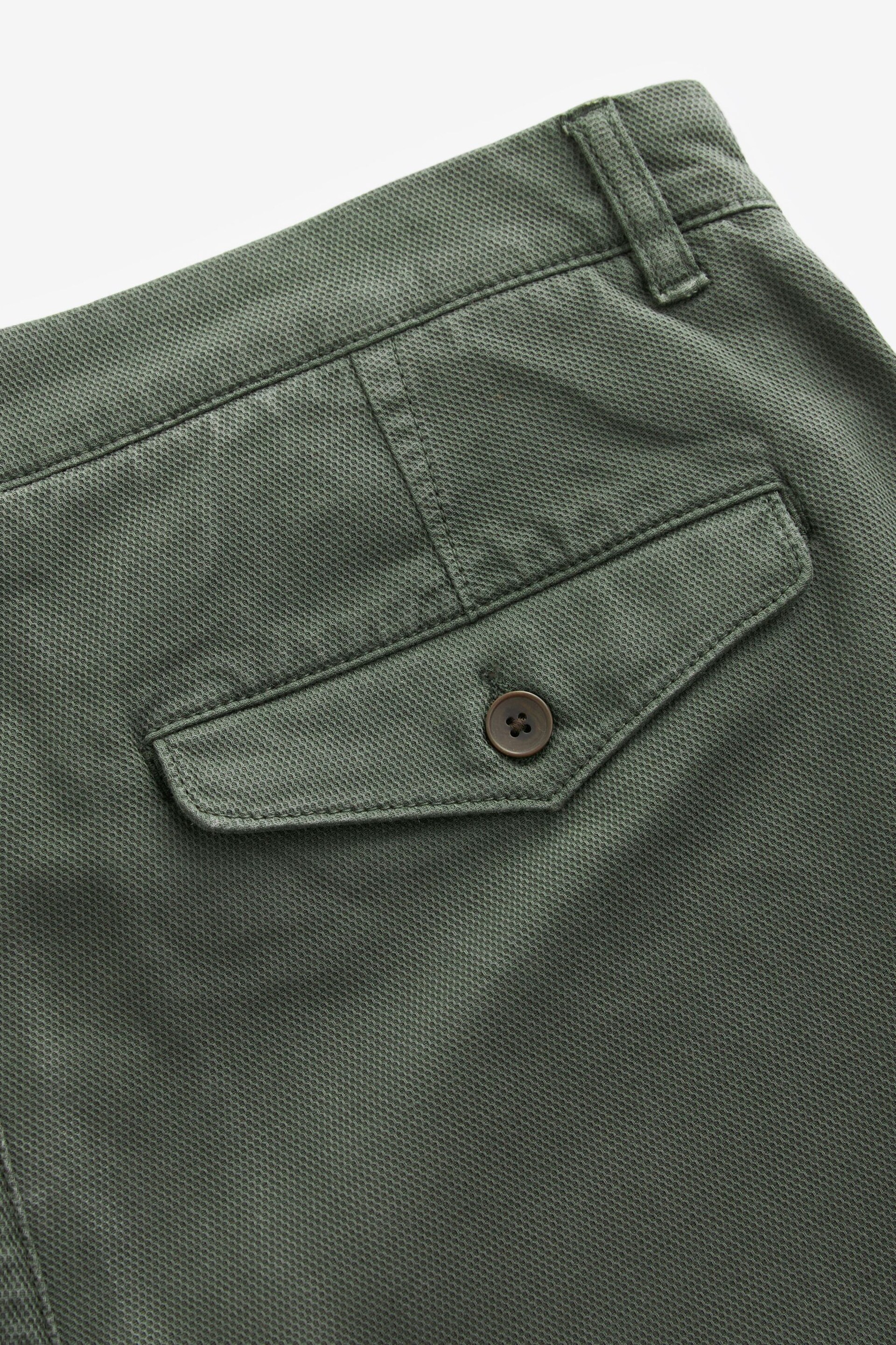 Green Slim Fit Textured Belted Trousers - Image 7 of 9