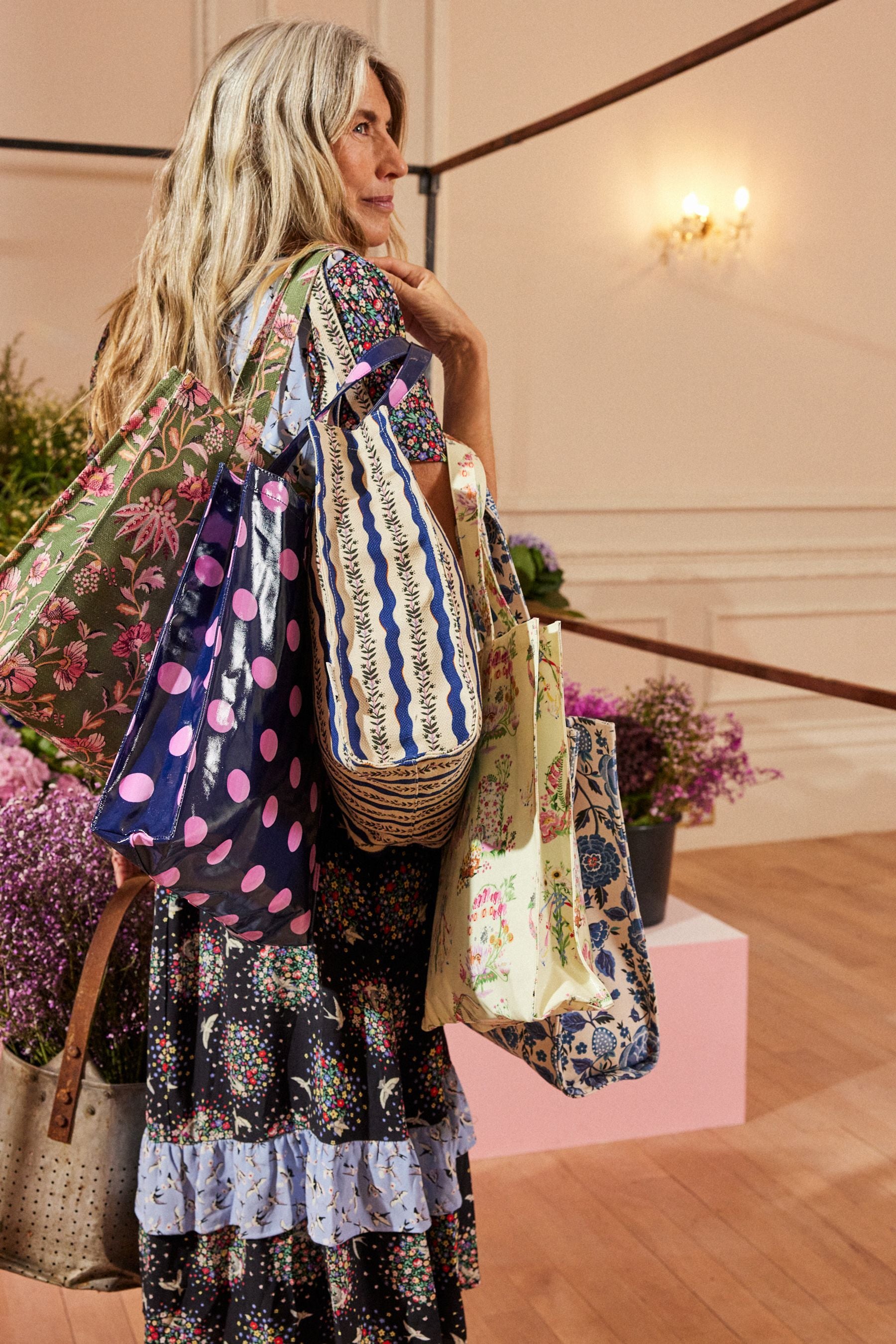 Buy Cath Kidston Navy Floral Bunches Large Coated Bookbag from Next Italy