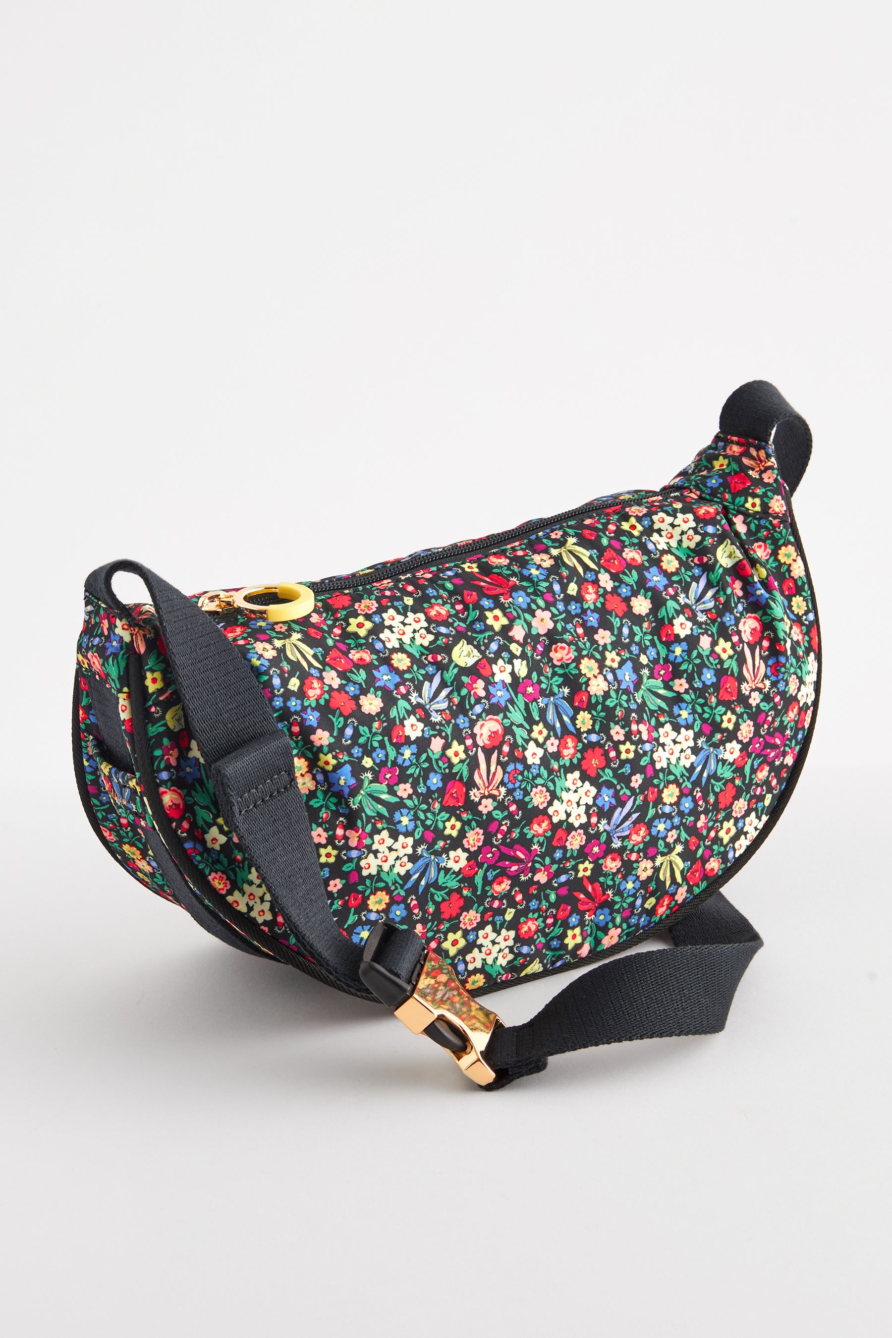 Cath Kidston Black Ditsy Floral Round Mini Shoulder Bag