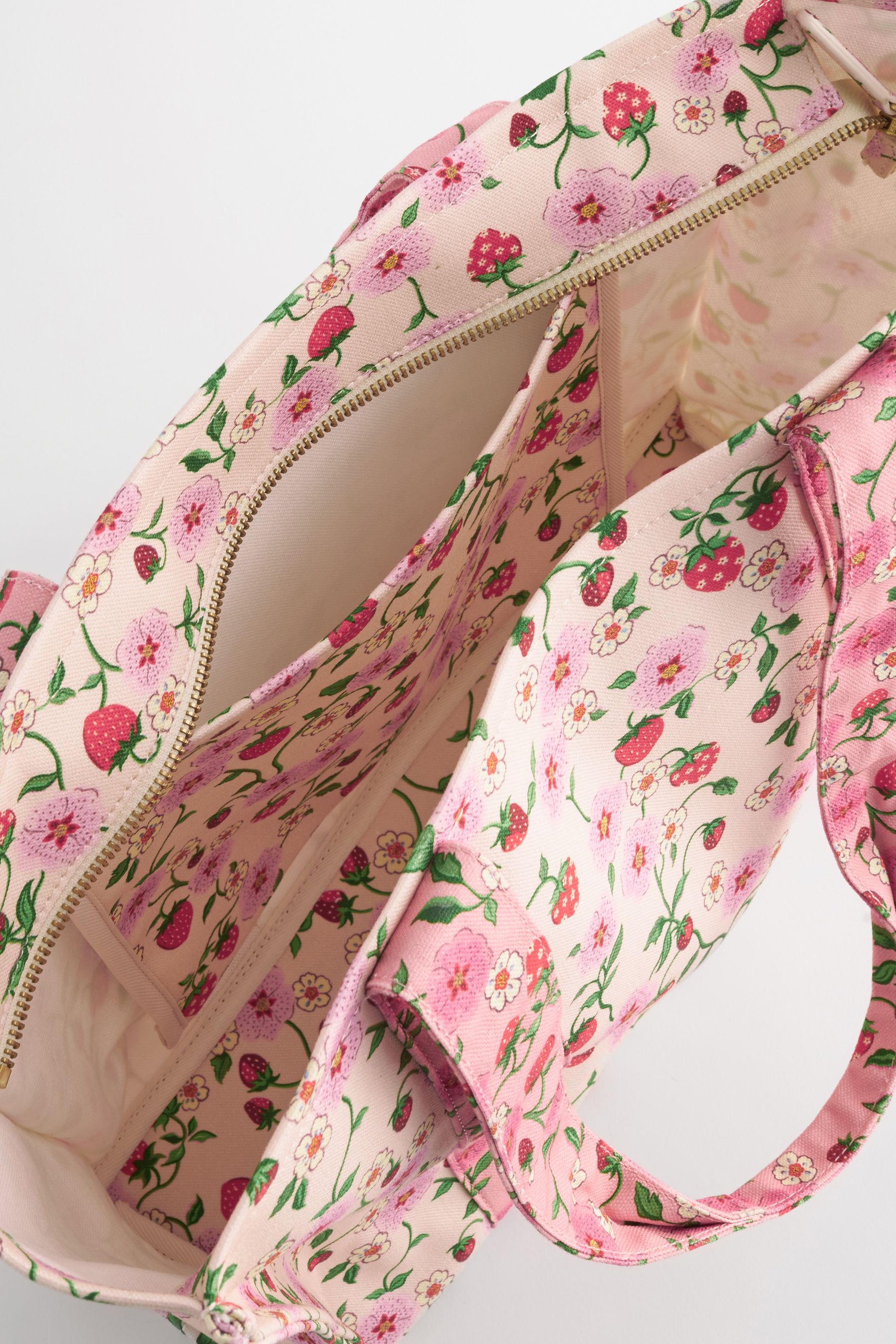 Cath Kidston Ecru Pink Floral Print Large 100 Cotton Bonded Tote onesize Womens