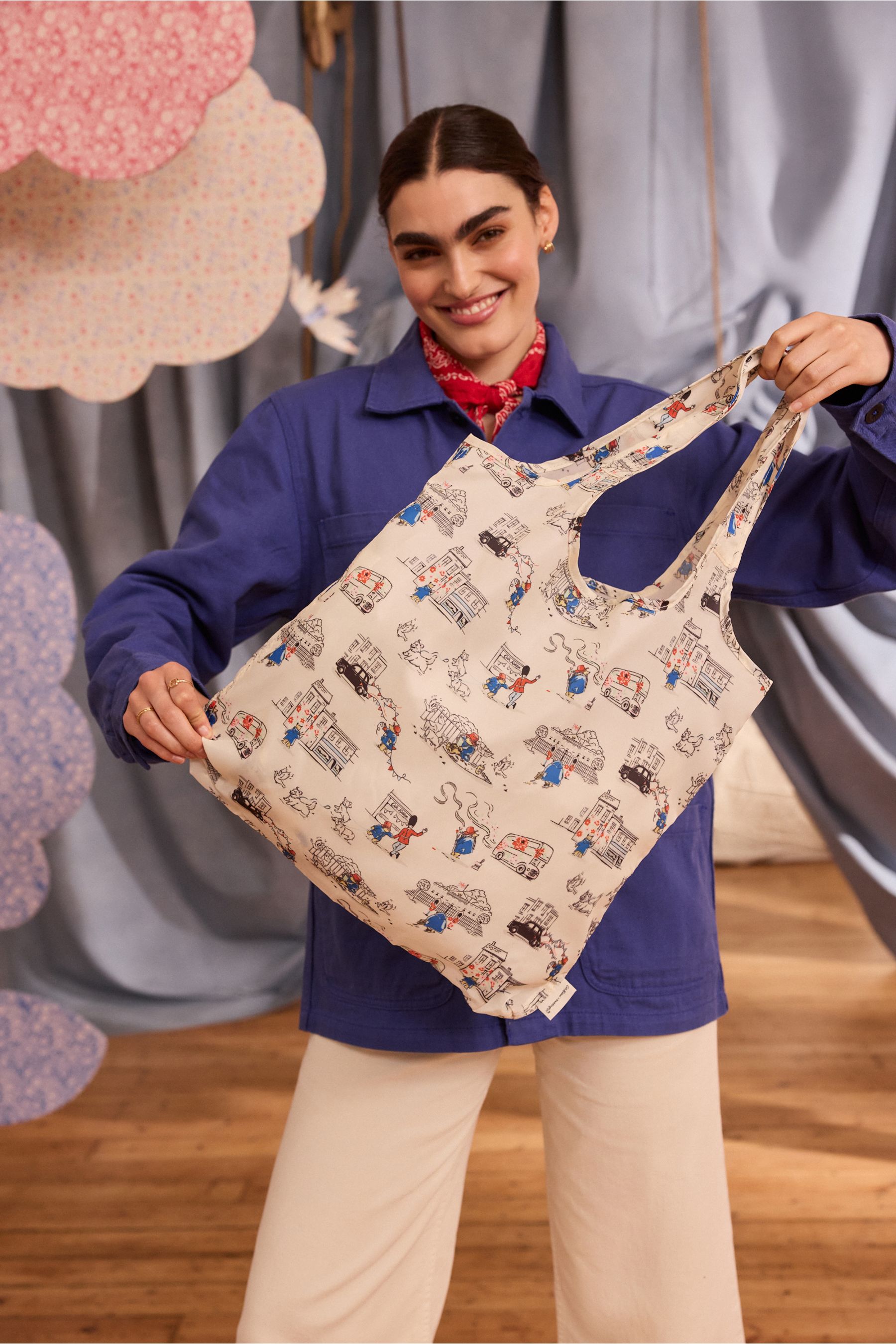 Buy Cath Kidston Ecru Paddington Goes To Town Foldaway Tote Bag from Next Luxembourg
