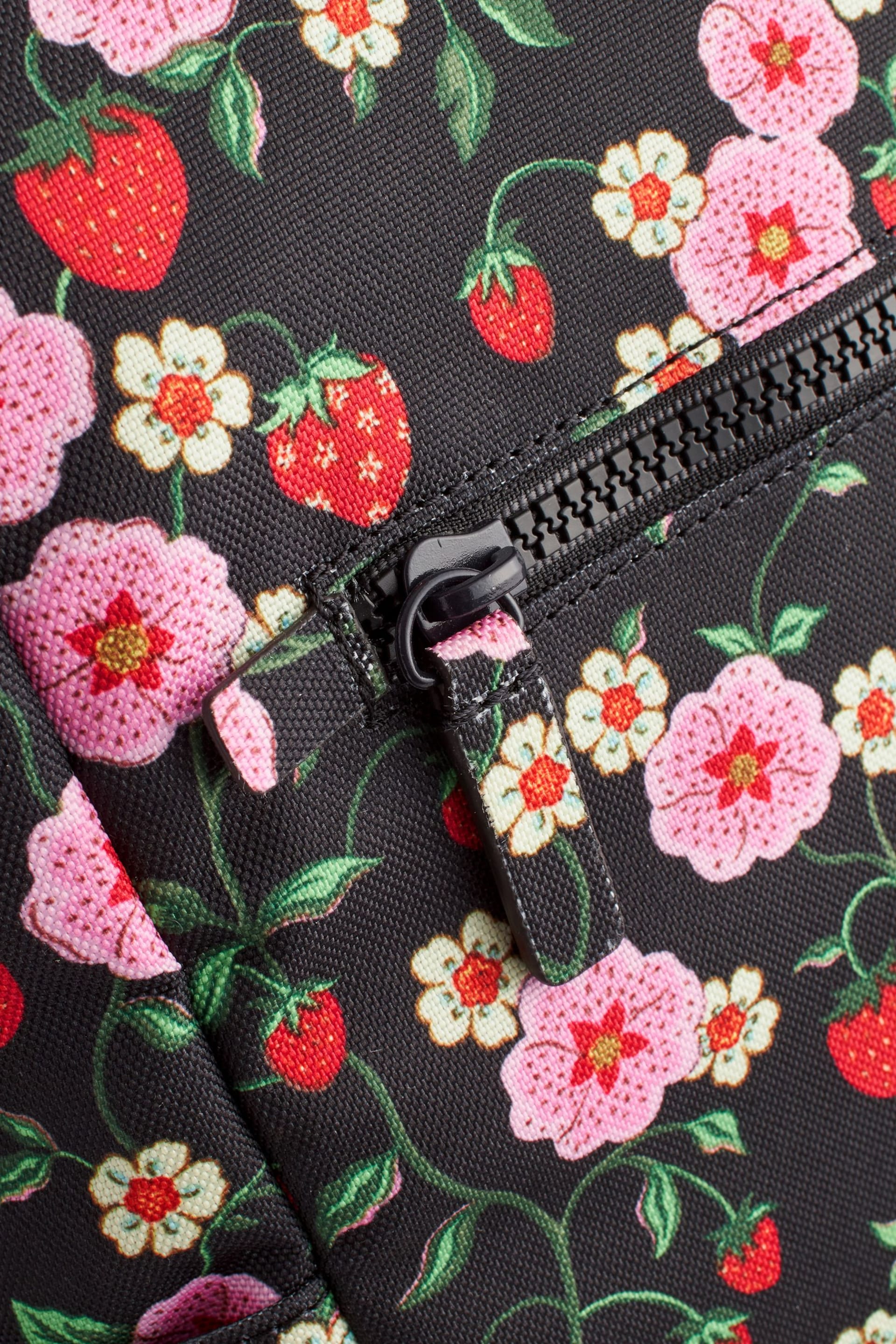 Cath Kidston Black Floral Print Wheeled Duffle Bag - Image 6 of 12