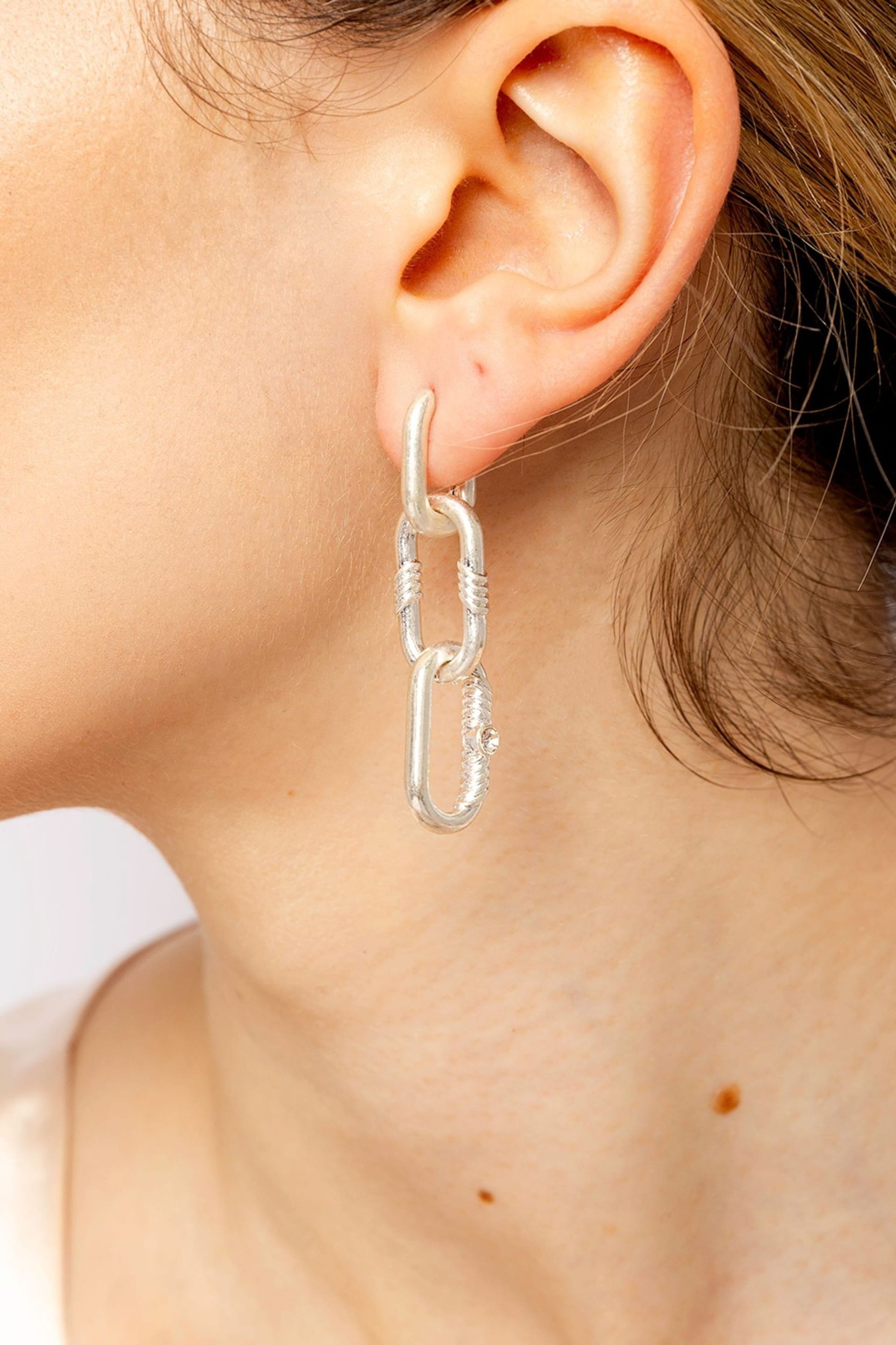 Bibi Bijoux Silver Tone 'Courage' Chunky Chain Earrings - Image 2 of 3