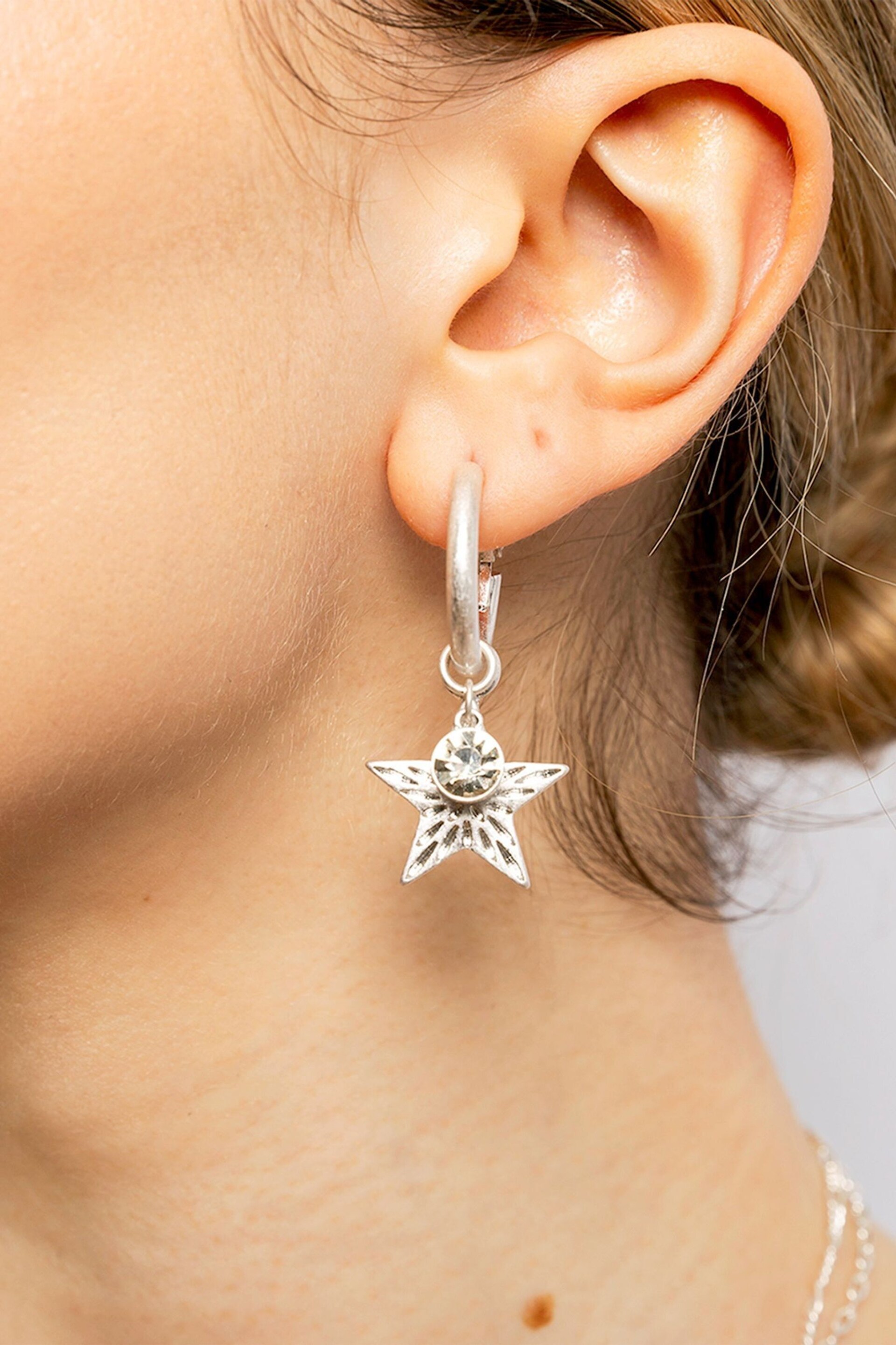 Bibi Bijoux Silver Tone Starburst Interchangeable Hoop Earrings - Image 2 of 3