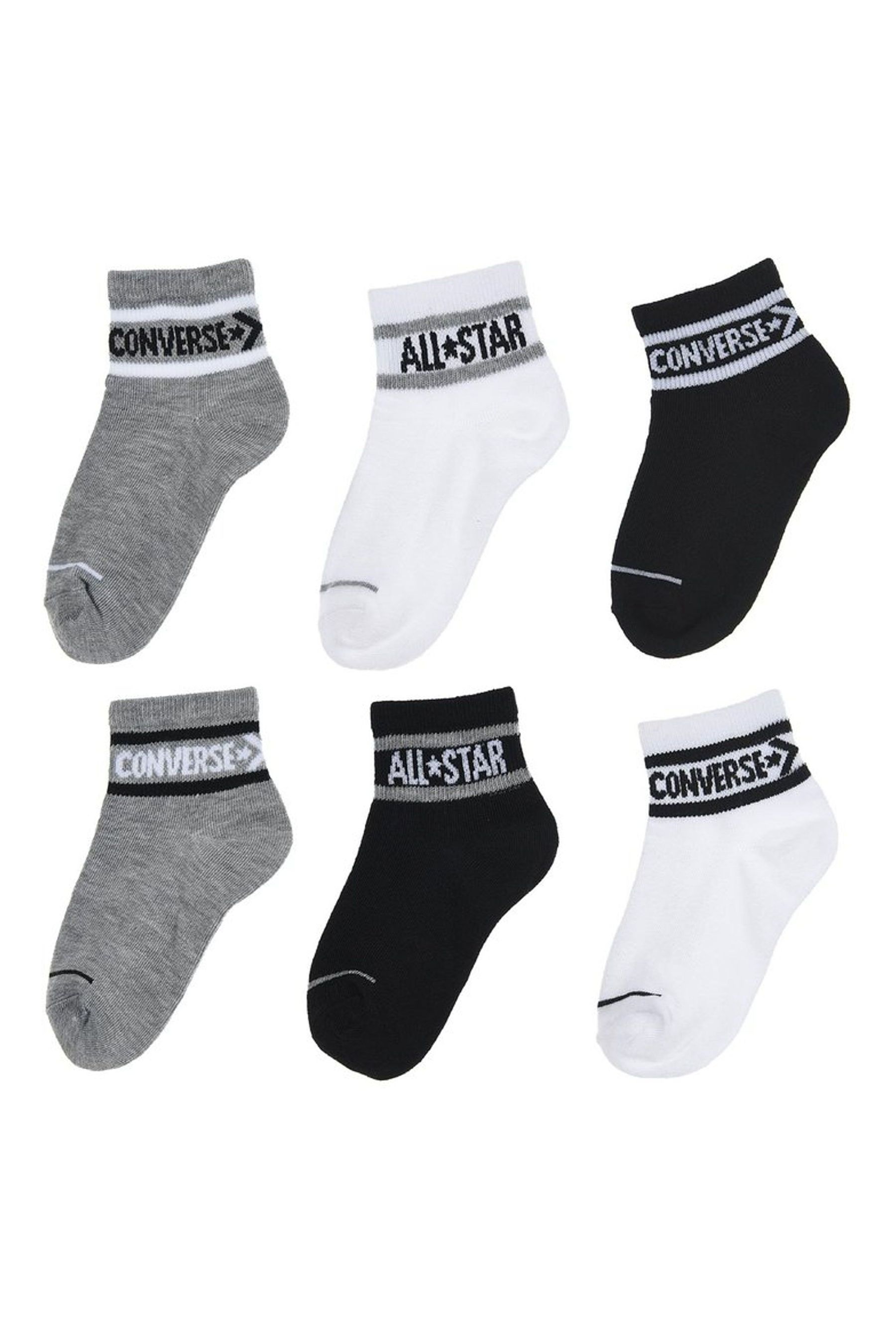 Buy Converse Grey Chn Basic Wordmark Quarter Socks 6Pk from Next USA