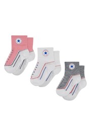 Converse Light Pink Infant Straited Socks 3 Pack - Image 2 of 4