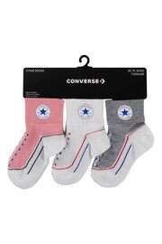 Converse Light Pink Infant Straited Socks 3 Pack - Image 4 of 4