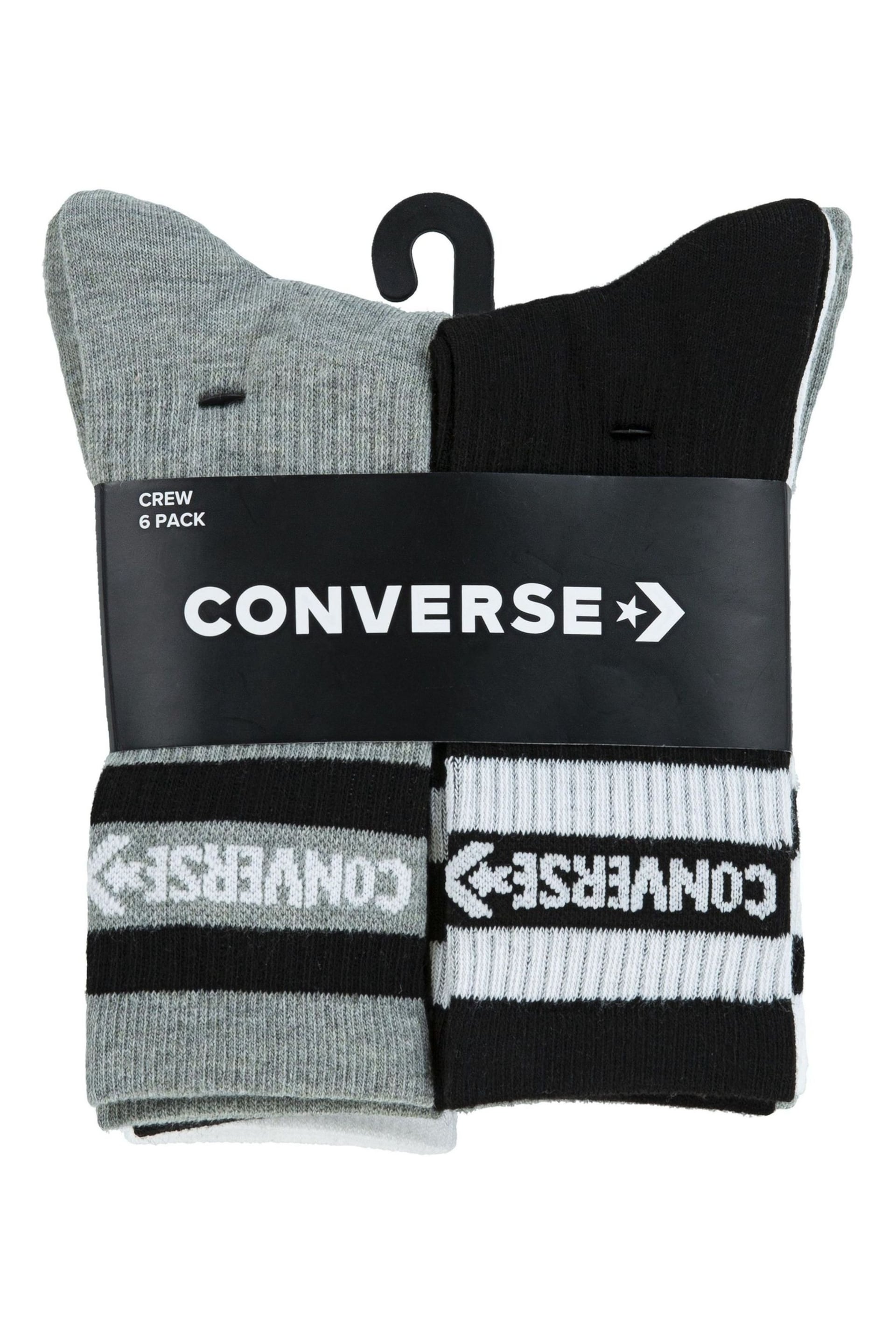 Converse Grey Basic Wordmark Crew Socks 6 Pack - Image 3 of 4