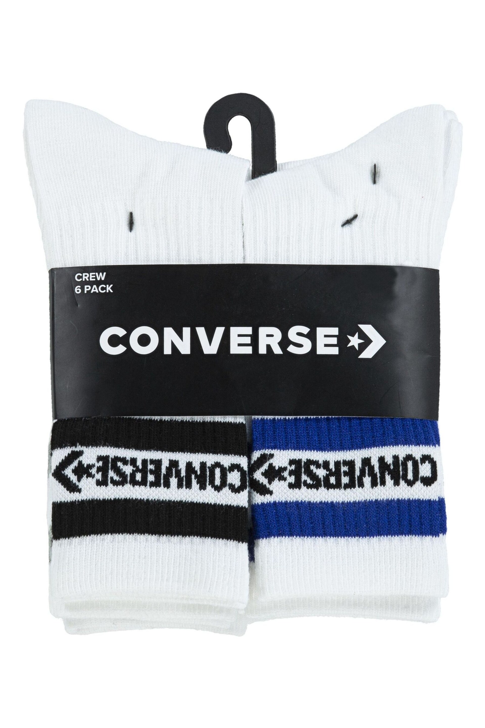 Converse Grey Basic Wordmark Crew Socks 6 Pack - Image 4 of 4