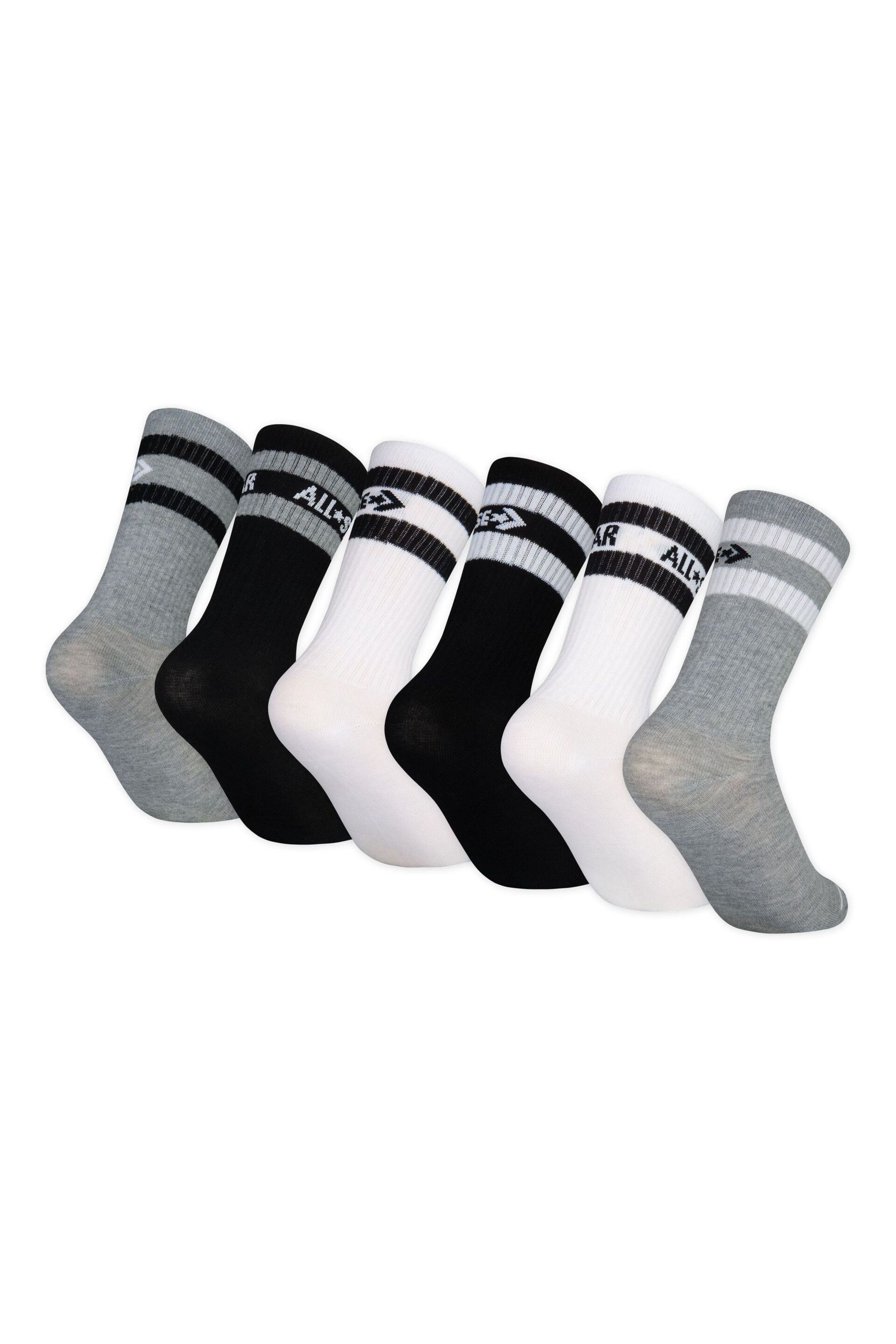 Converse Grey Crew Sock 6 Pack - Image 2 of 3