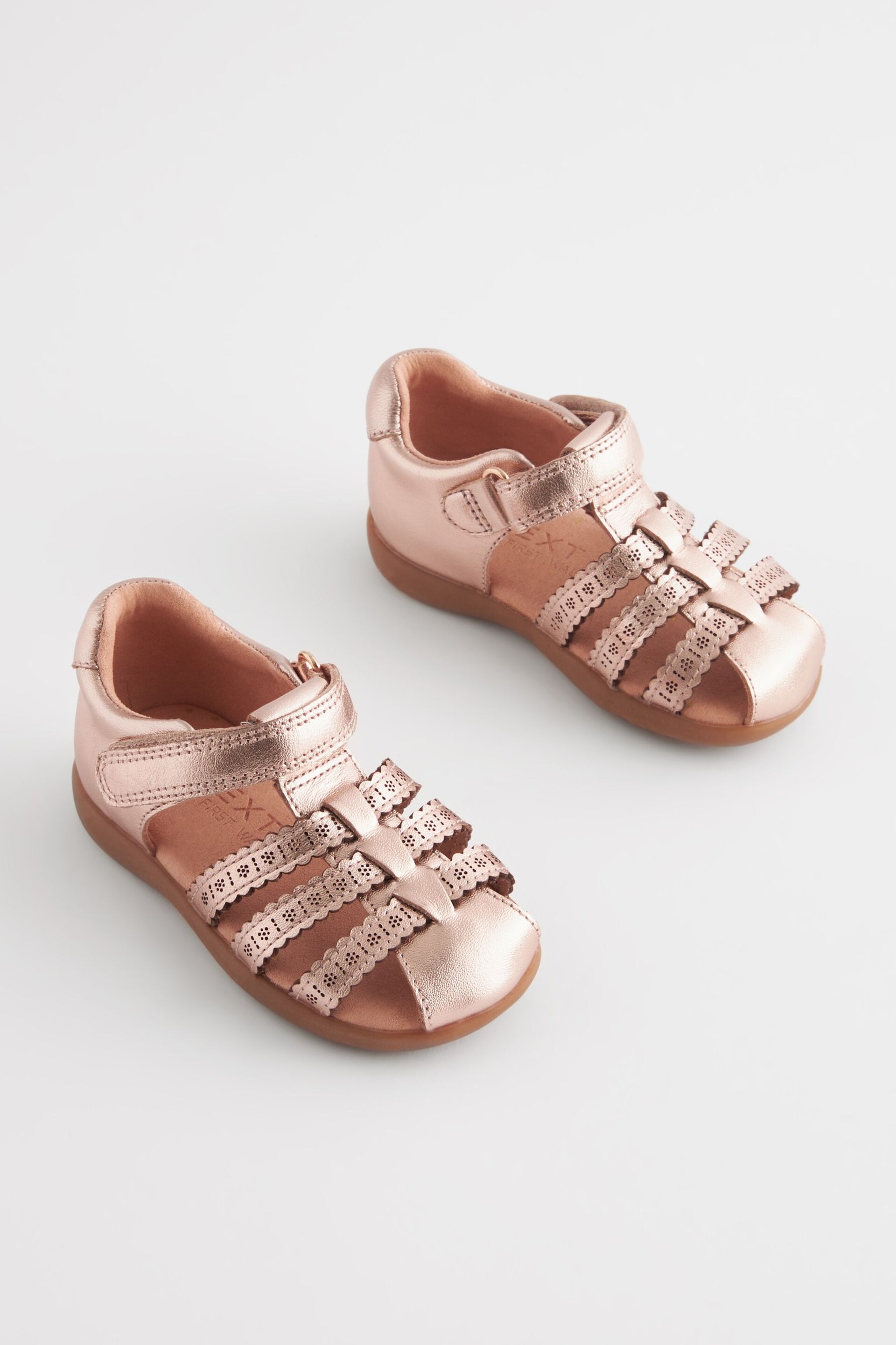 Rose Gold Wide Fit (G) First Walker Fisherman Sandals - Image 1 of 4