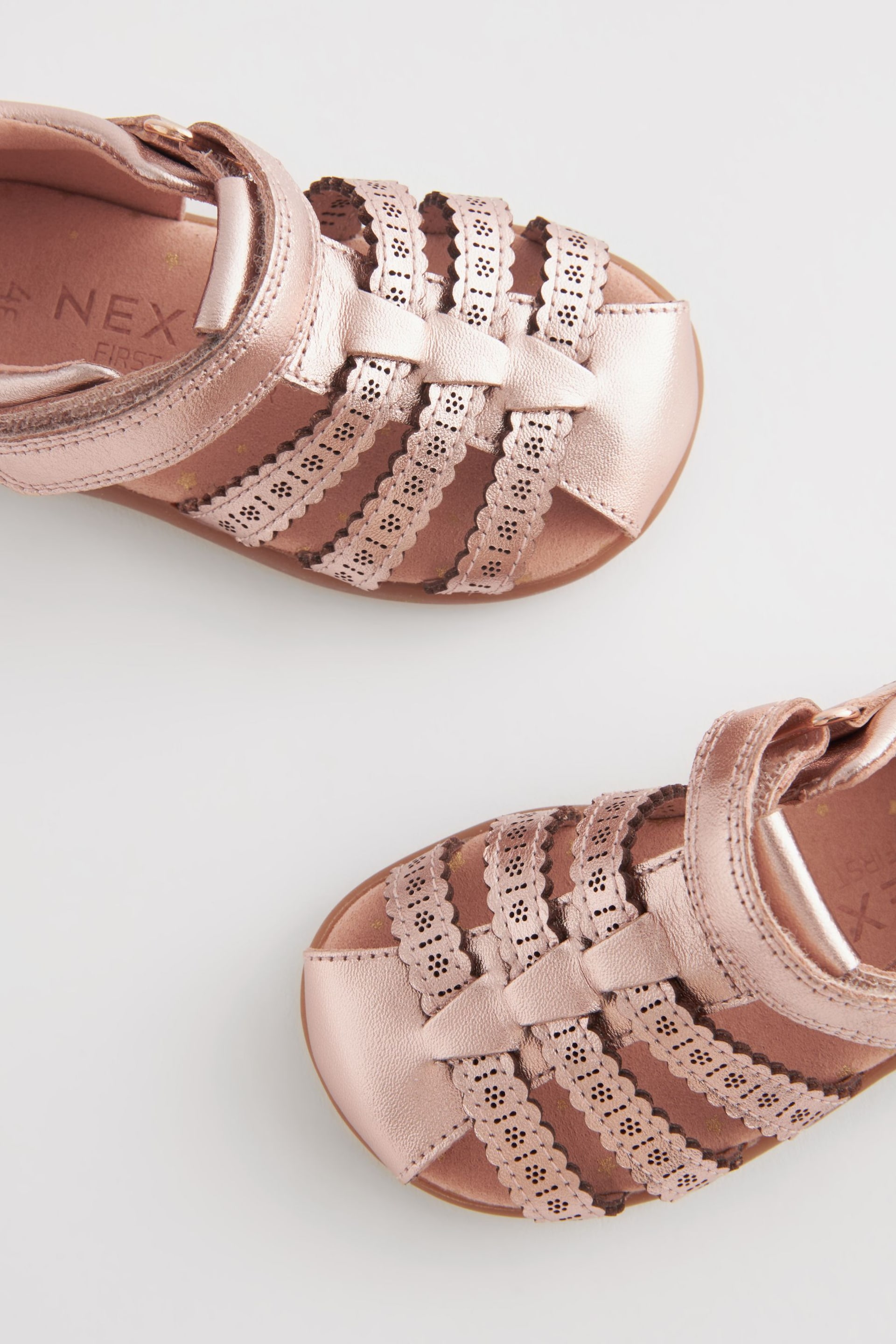 Rose Gold Wide Fit (G) First Walker Fisherman Sandals - Image 2 of 4