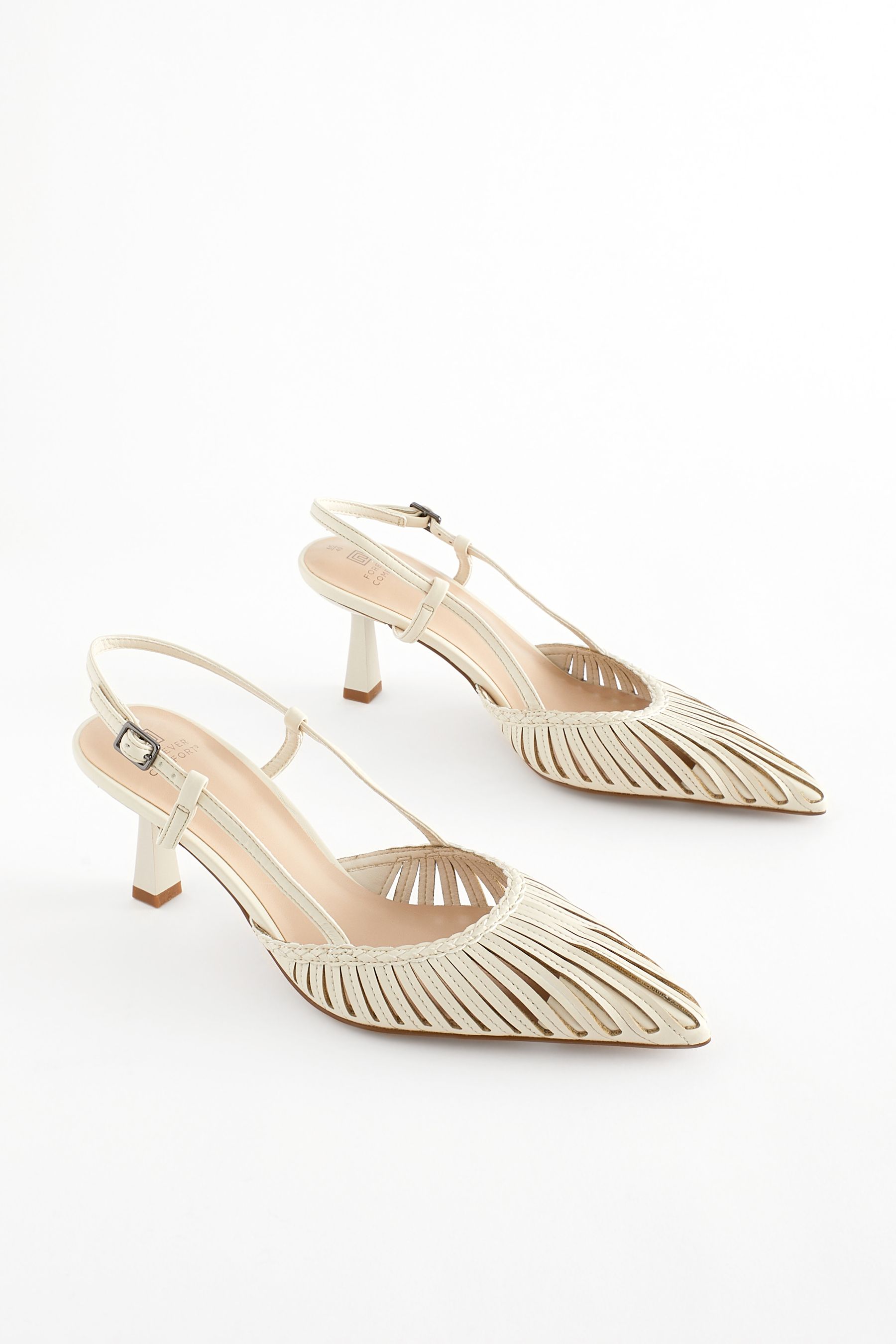 Buy Bone Forever Comfort Point Toe Slingback Heels from Next Luxembourg