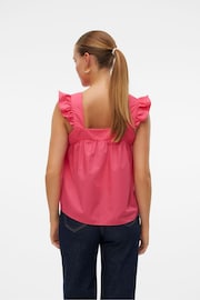 VERO MODA Pink Contrast Broderie Frill Square Neck Top - Image 2 of 6