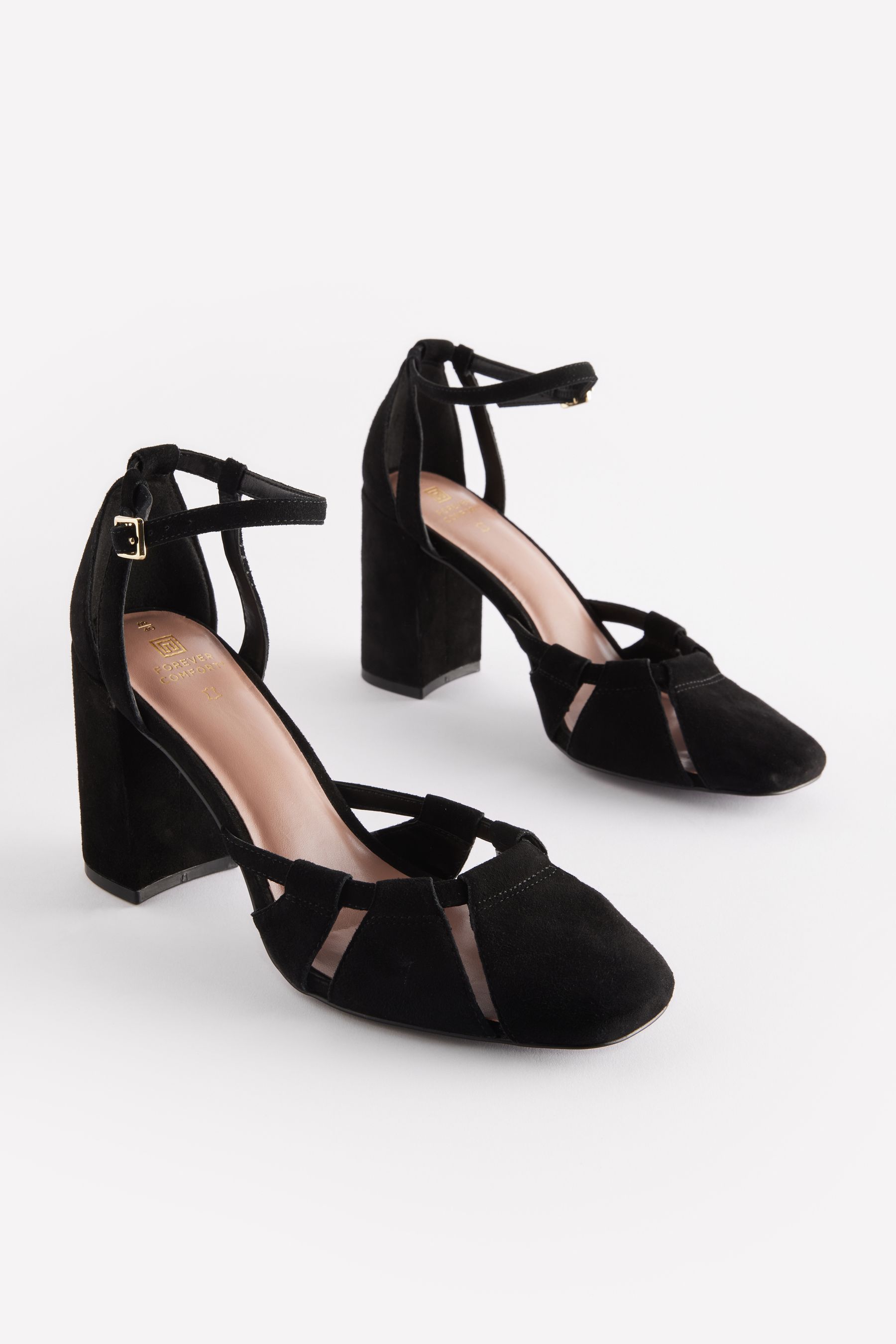 Black square heel shoes sale