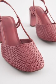 Rose Pink Forever Comfort® Square Toe Weave Slingback Block Heel Shoes - Image 3 of 5
