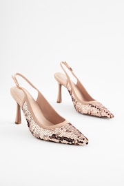 Rose Pink Forever Comfort® Sequin Point Toe Slingback Heels - Image 4 of 8