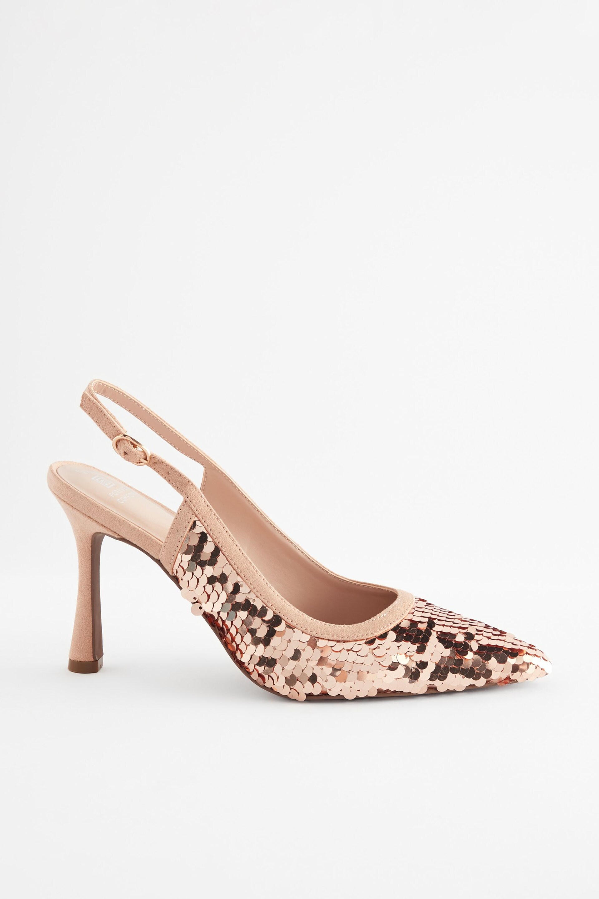 Rose Pink Forever Comfort® Sequin Point Toe Slingback Heels - Image 5 of 8