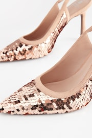 Rose Pink Forever Comfort® Sequin Point Toe Slingback Heels - Image 6 of 8