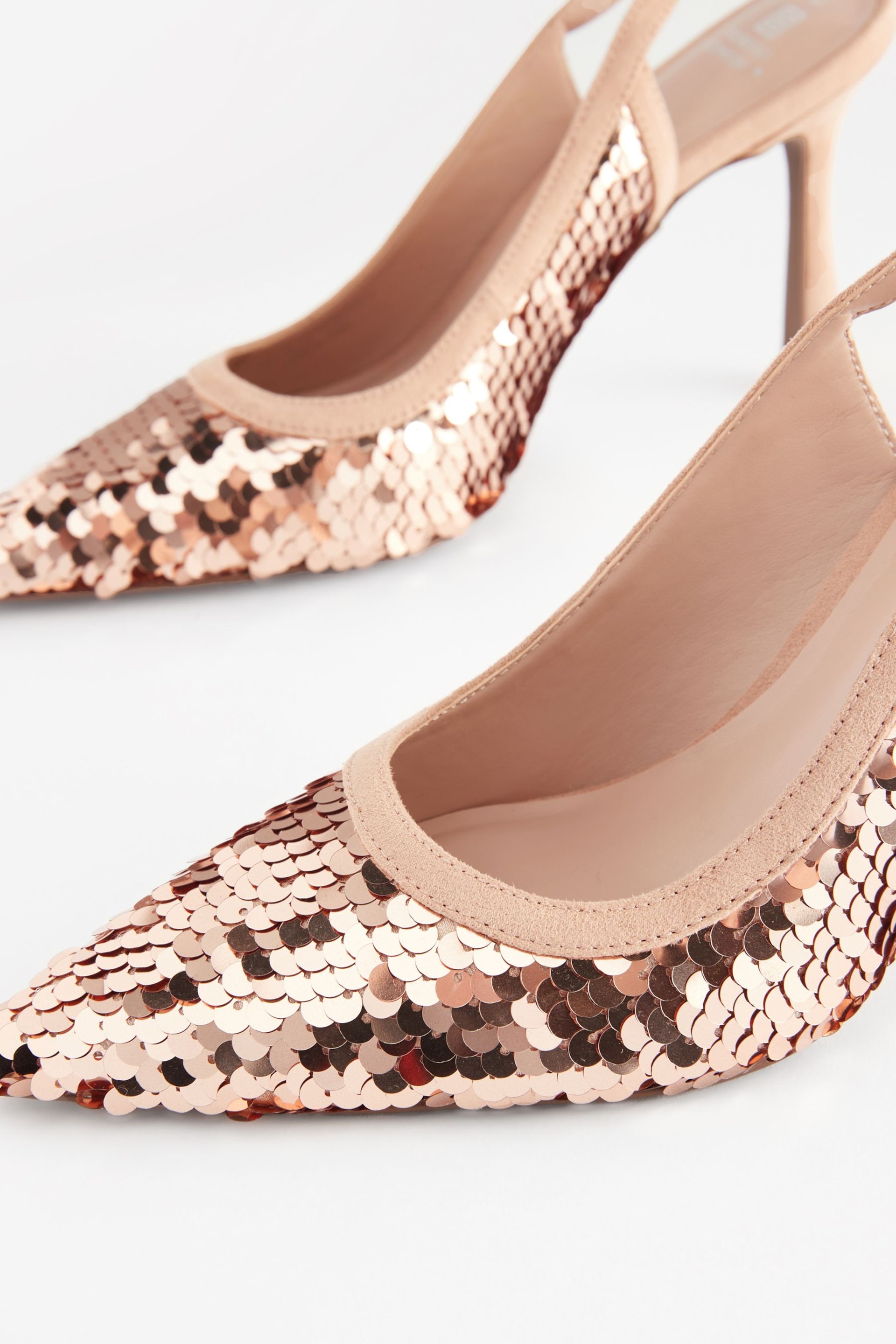 Rose Pink Forever Comfort® Sequin Point Toe Slingback Heels - Image 6 of 8