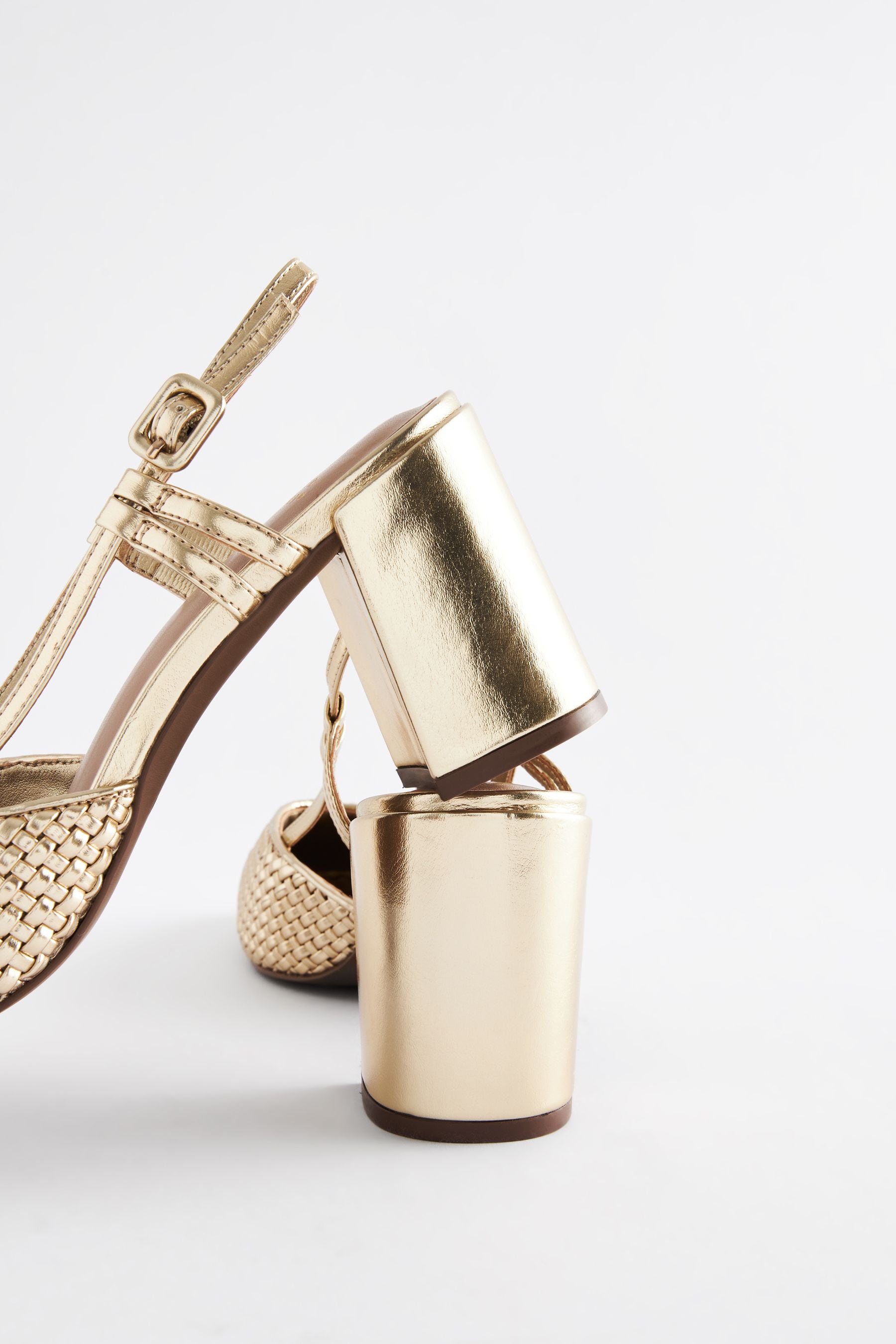 Gold chunky heel shoes new arrivals
