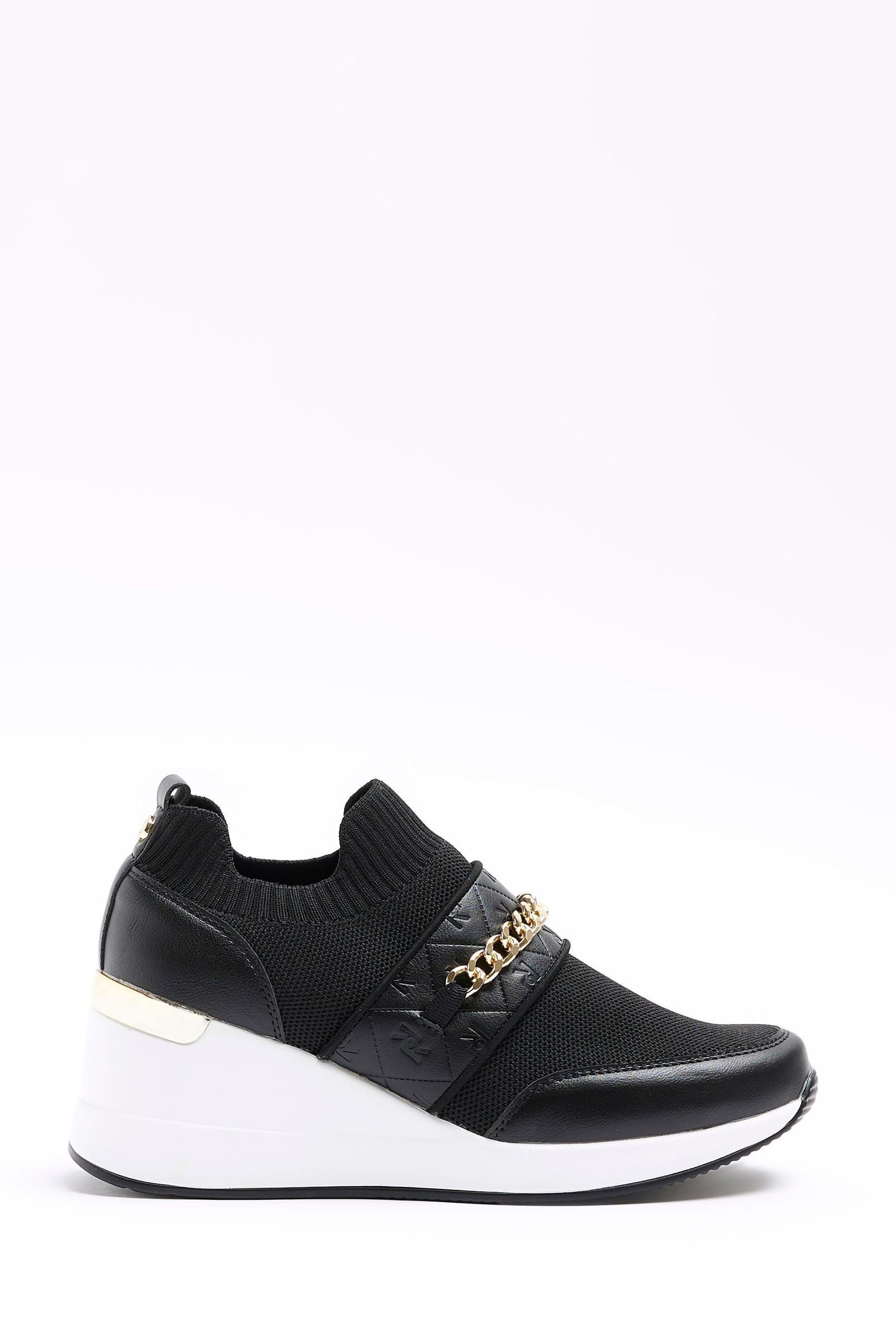 Buy River Island Black Chain Strap Wedges Trainers from the Next UK online shop