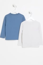 River Island Blue Boys 100% Cotton Multipack of 2 Longsleeve T-Shirt - Image 2 of 4