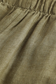 Khaki Green 100% Linen Premium Wide Leg Trousers - Image 6 of 6