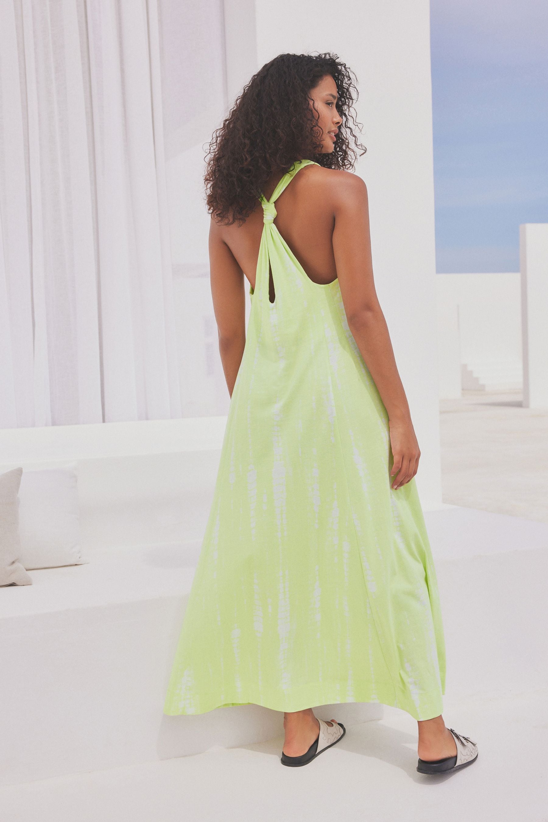 Buy Lime Tie Dye 100 Cotton Knot Summer Maxi Dress from Next Luxembourg