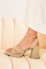 Gold Forever Comfort® Flare Platform Sandals - Image 1 of 7
