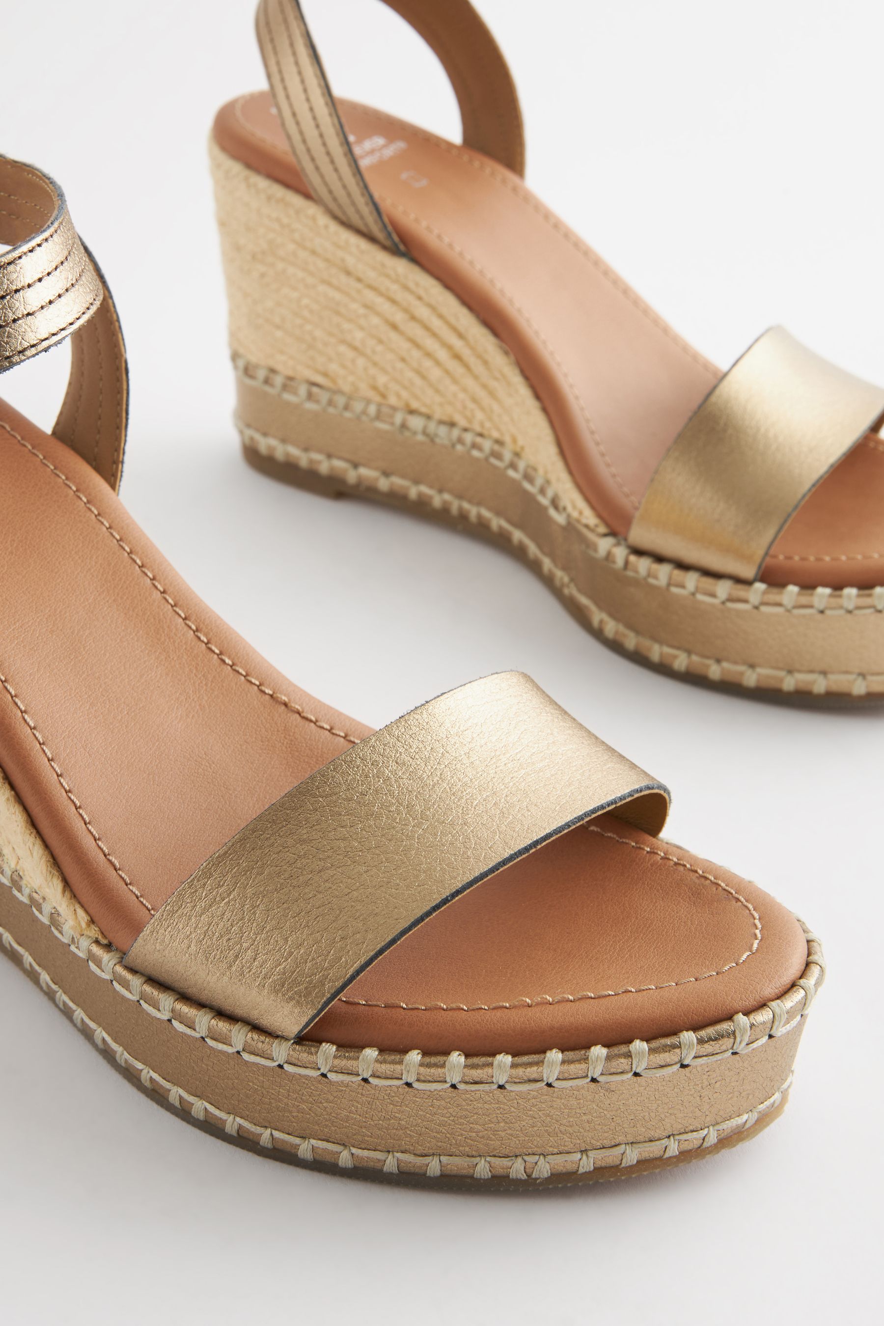 Buy Bronze Forever Comfort Leather Whipstitch Detail Espadrille Wedges from the Next UK online shop