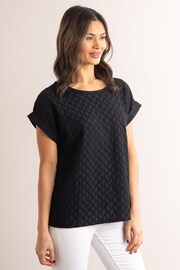 Lakeland Clothing Reay Textured Short Sleeve Black Blouse - Image 4 of 4
