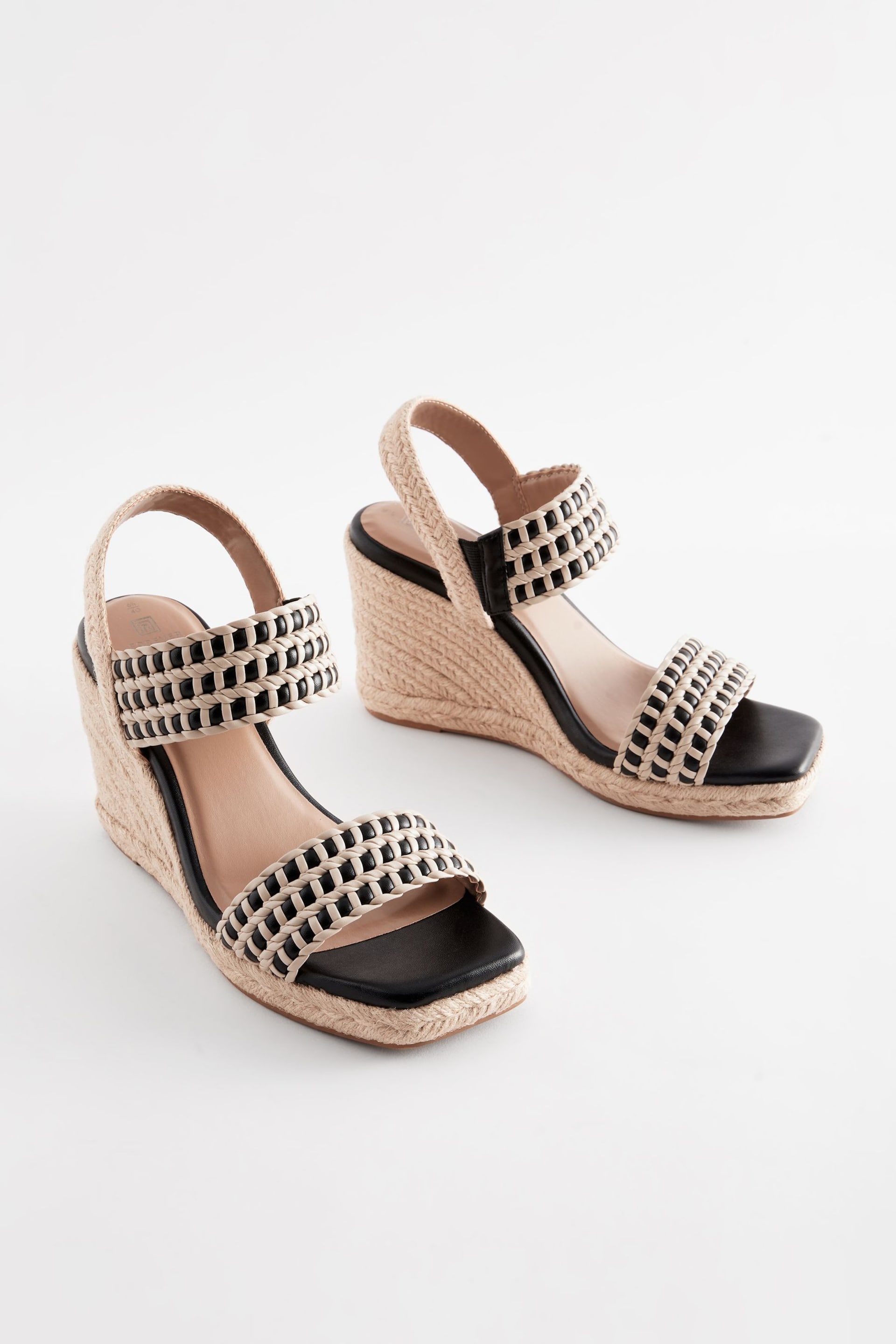 Monochrome Forever Comfort® Square Toe Weave Wedges - Image 3 of 8