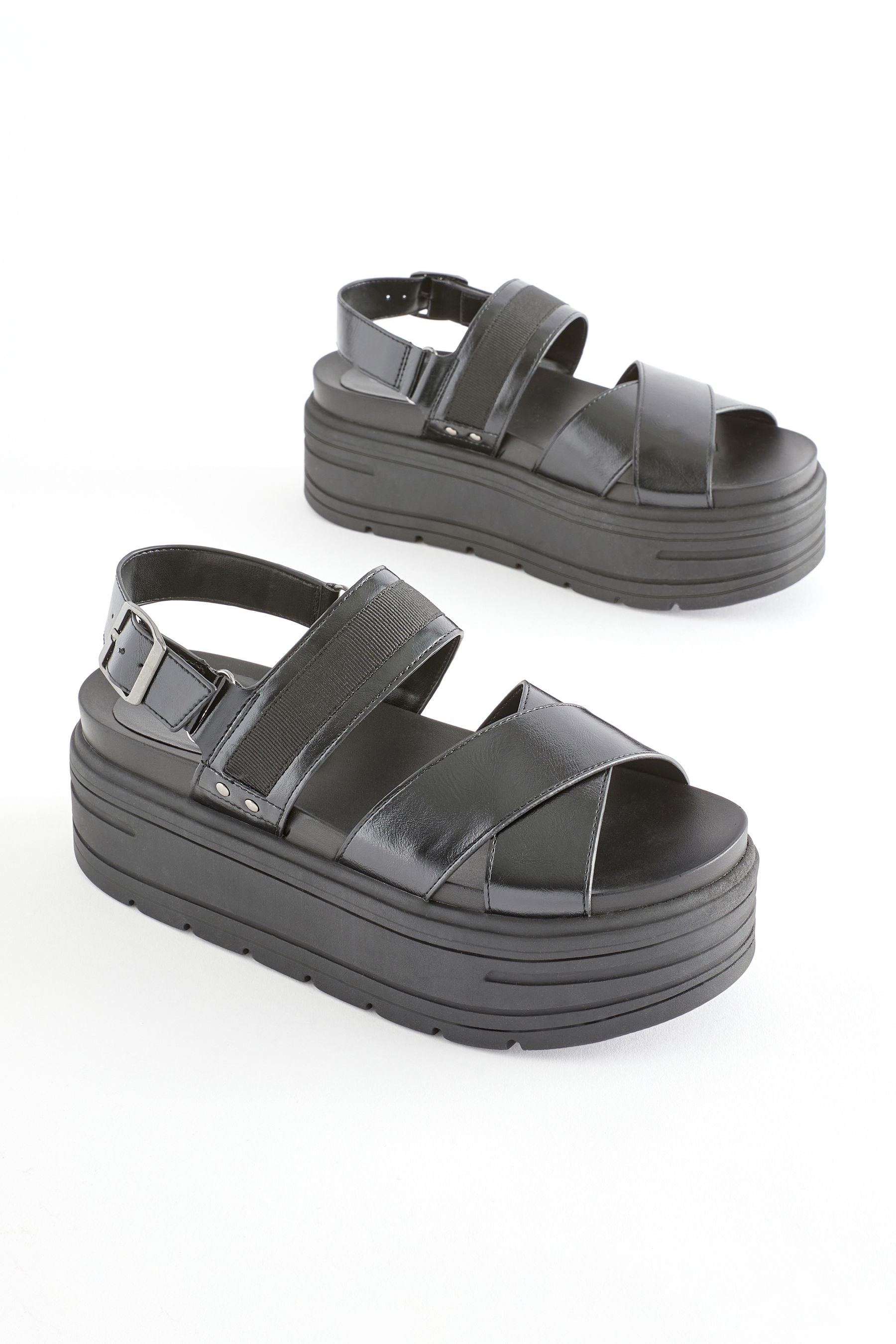 Black wedge sandals wide fit sale