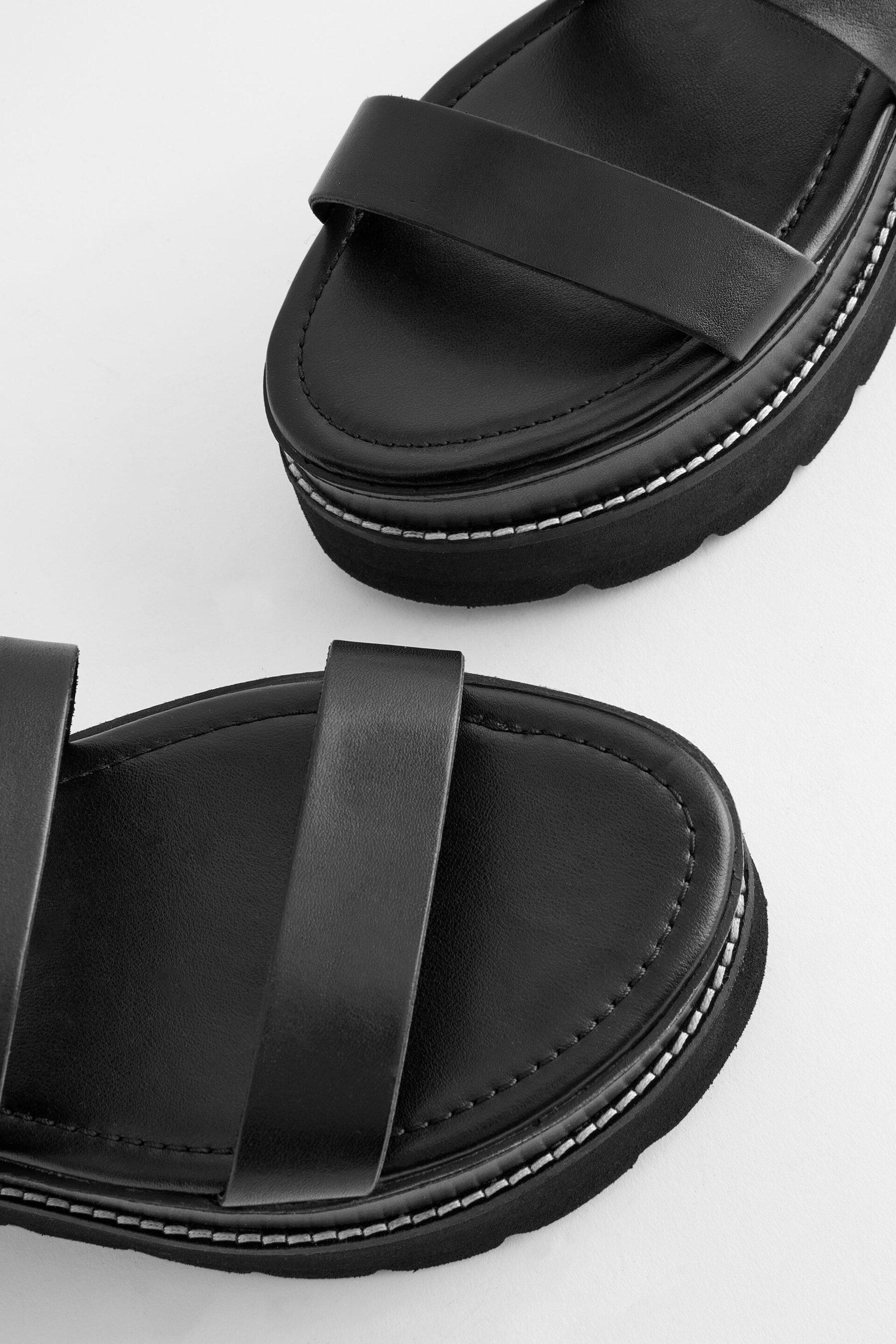 Black Forever Comfort® Leather Chunky Flatform Sandals - Image 7 of 8