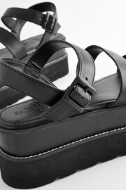 Black Forever Comfort® Leather Chunky Flatform Sandals - Image 8 of 8