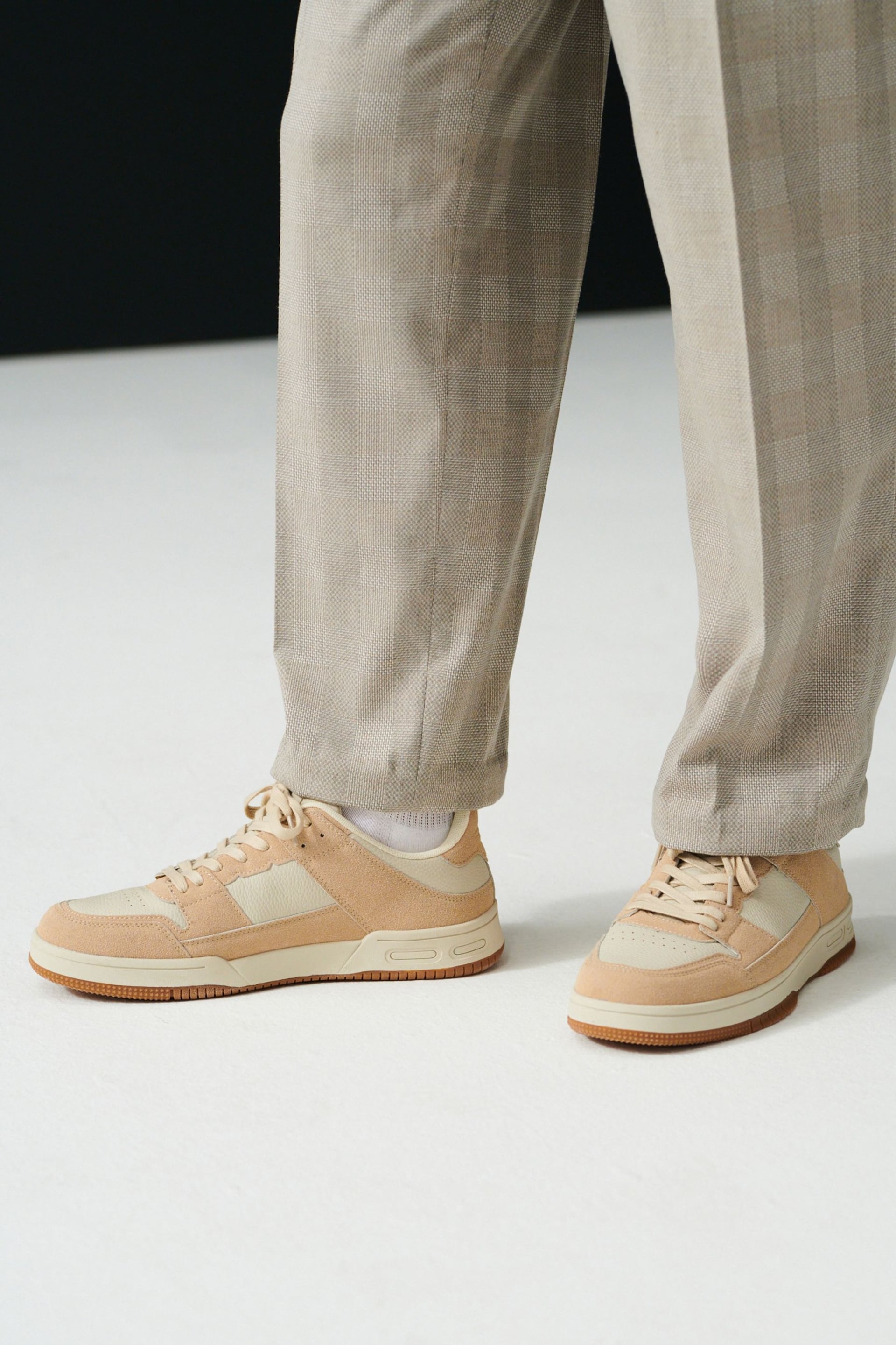 Natural EDIT Court Trainers - Image 1 of 6