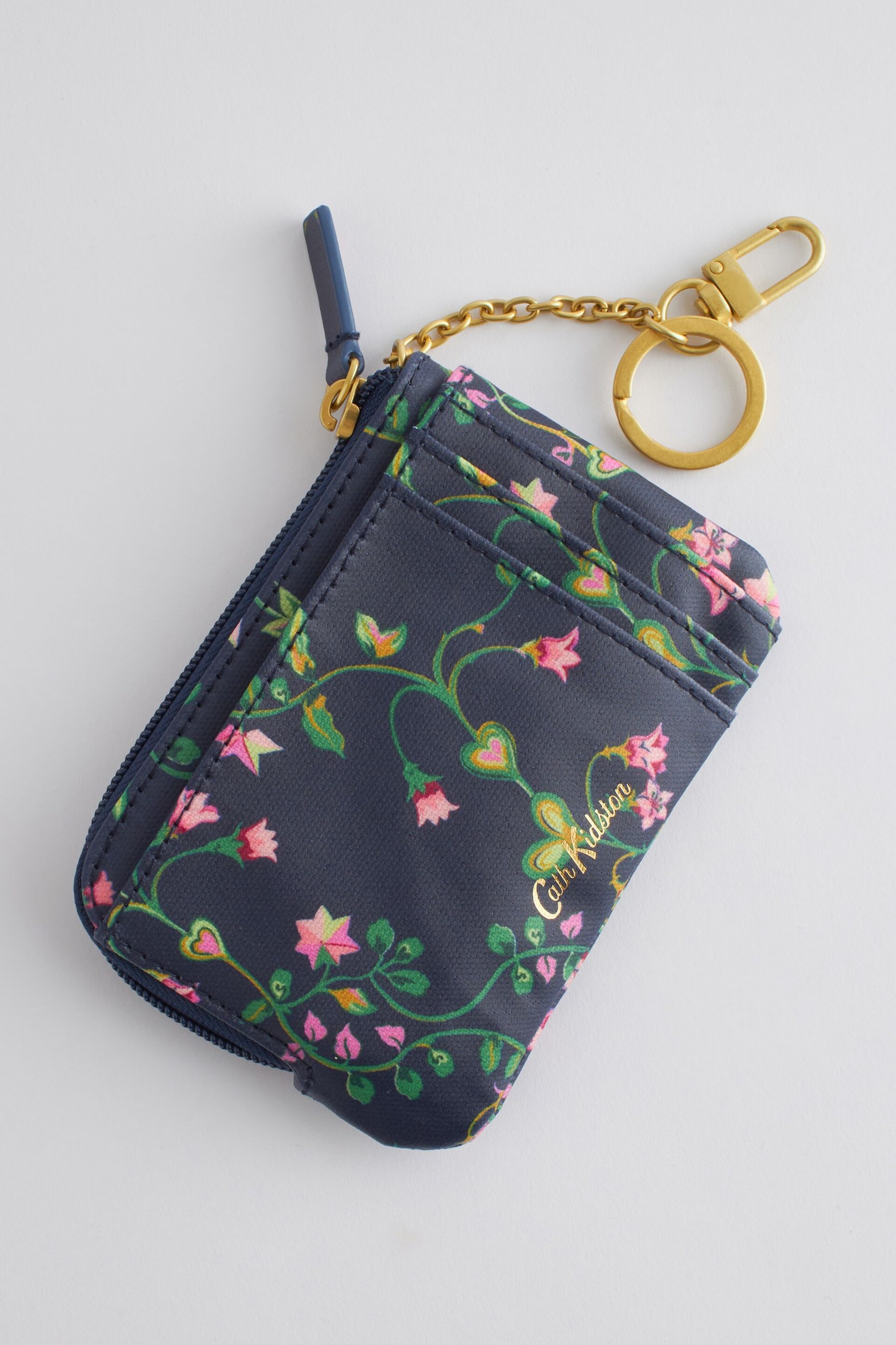 Cath Kidston Navy/Pink Floral Print Card and Coin Purse - Image 1 of 4