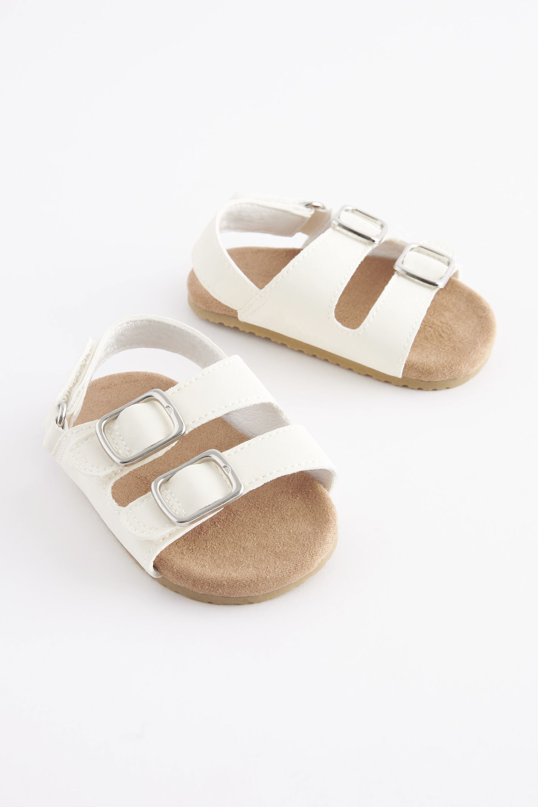 White Corkbed Baby Sandals 0 24mths
