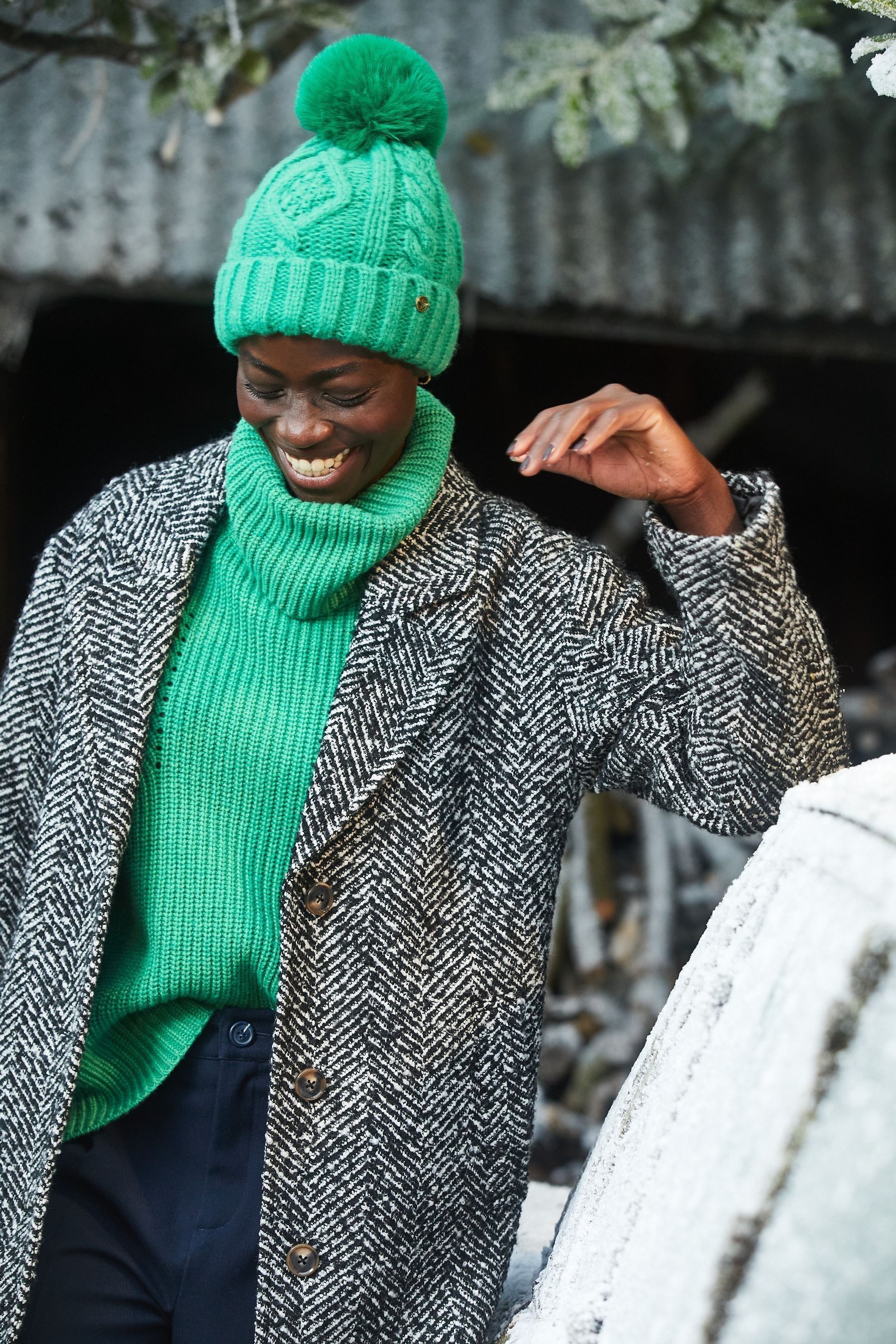 Buy FatFace Green Nellie Boxy Roll Neck Jumper from Next Luxembourg