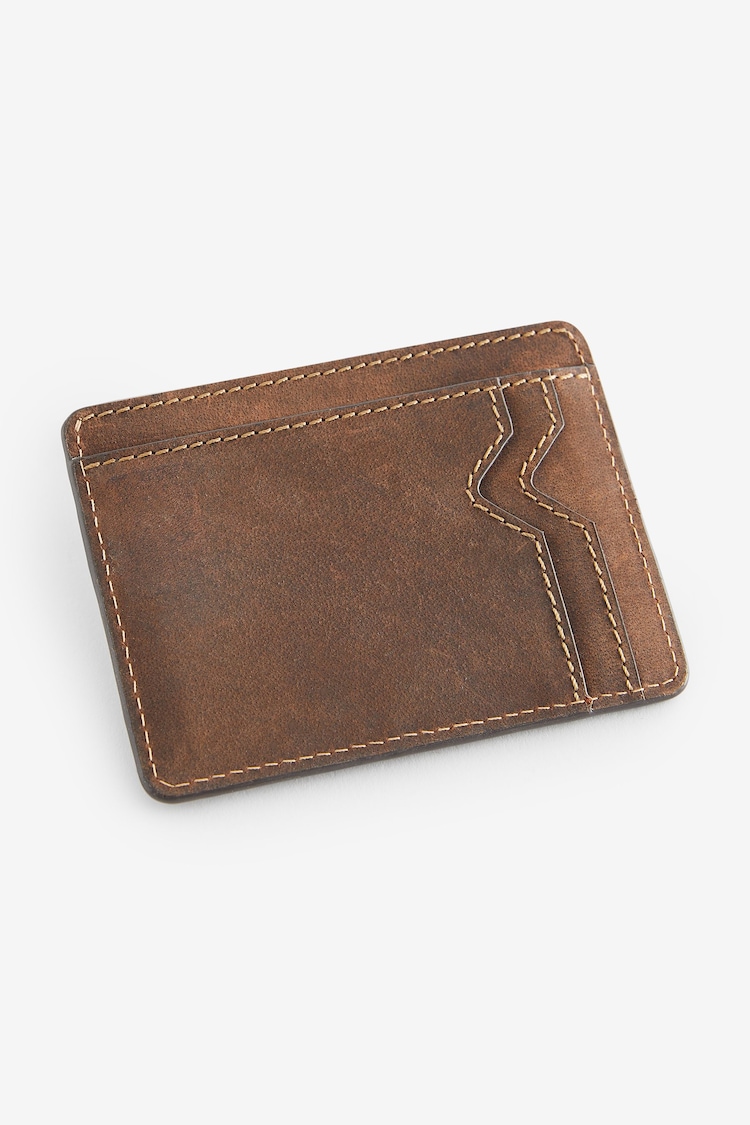 Brown Oily Leather Card Holder - Image 2 of 3