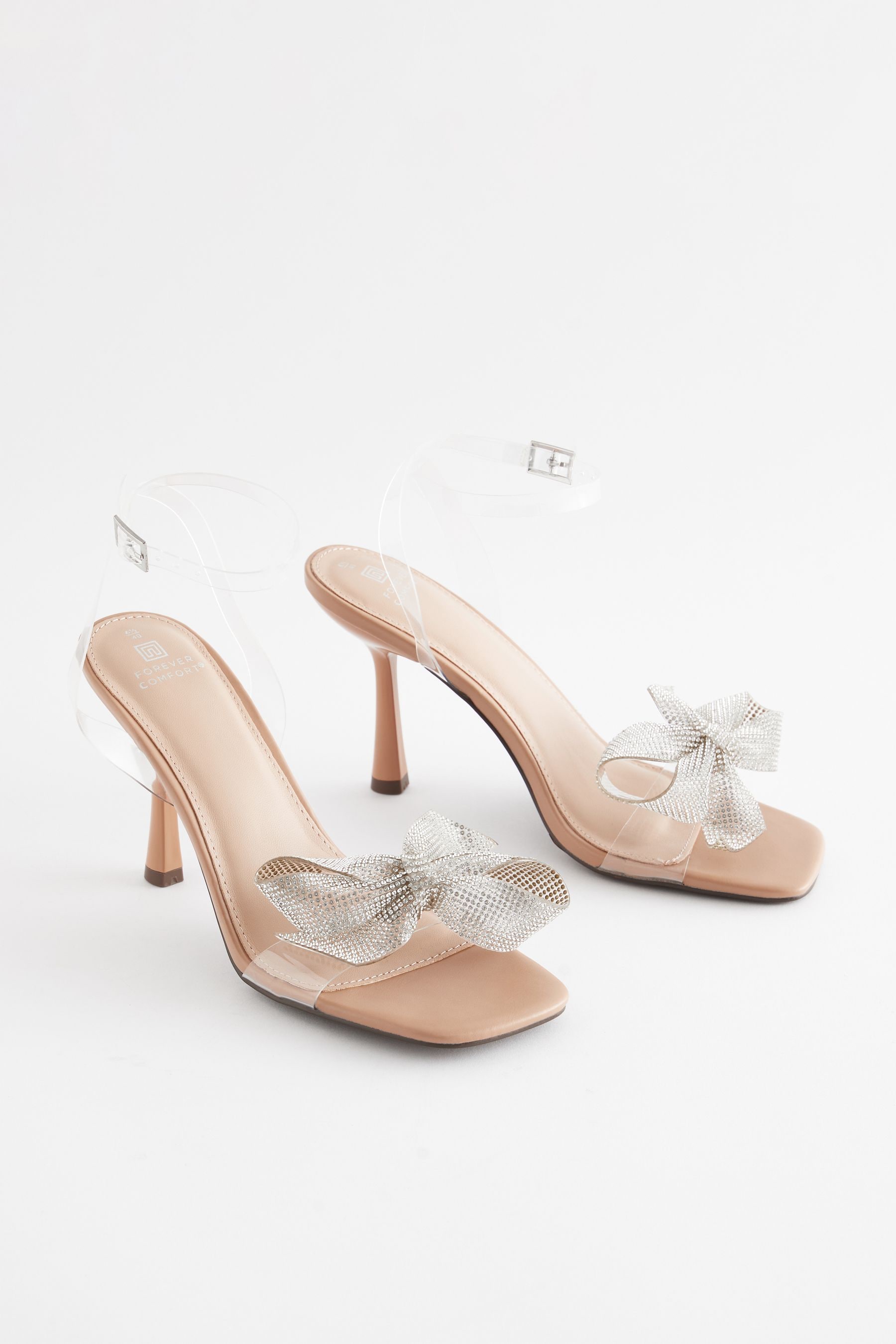 Clear bow sandals store