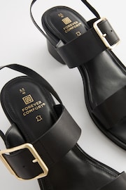 Black Forever Comfort Leather Buckle Block Heel Sandals - Image 6 of 6