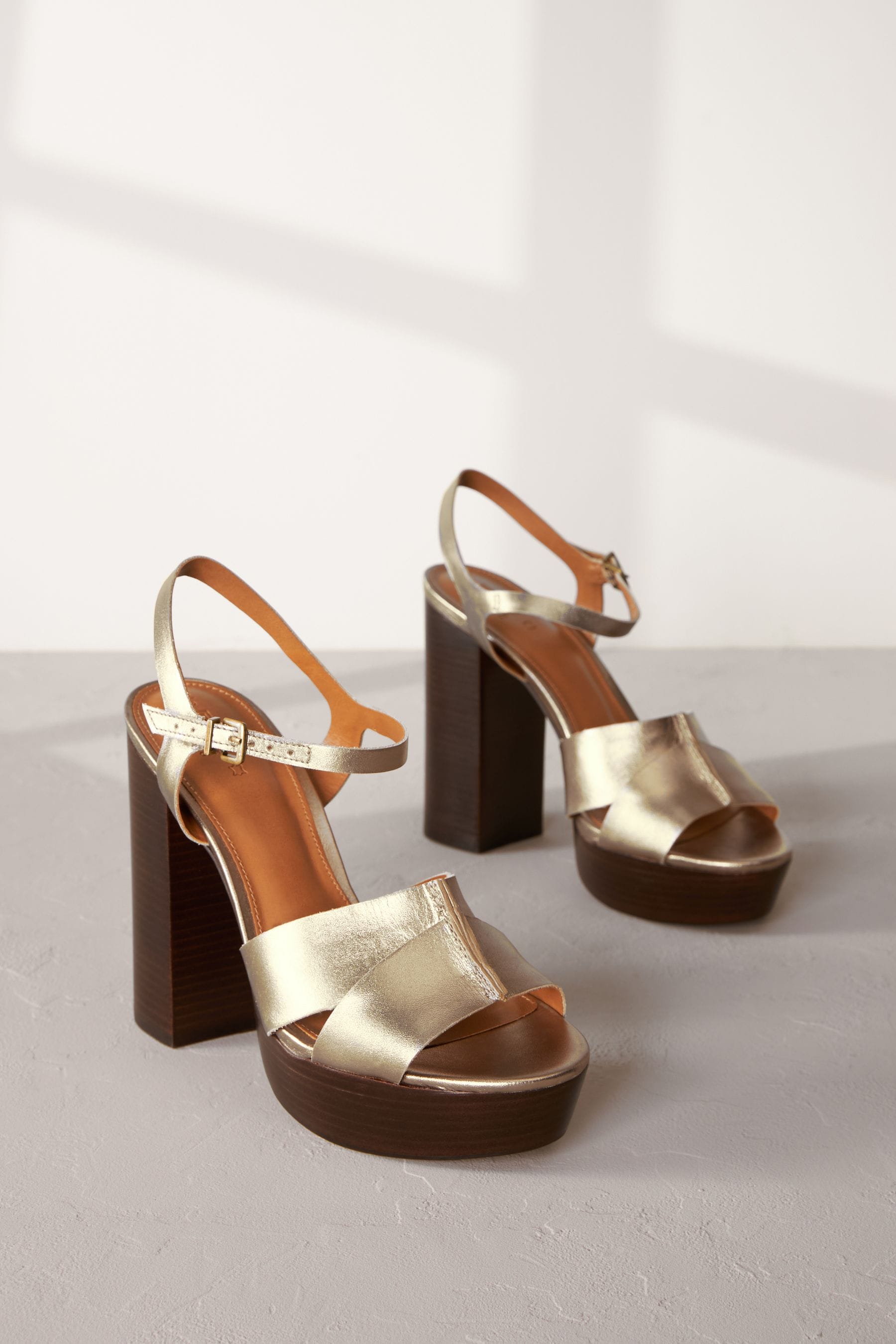 Leather platform heels hot sale