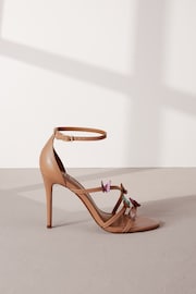 Camel Signature Leather Butterfly High Heel Sandals - Image 2 of 6