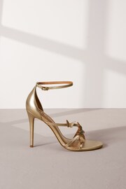 Gold Signature Leather Butterfly High Heel Sandals - Image 2 of 6