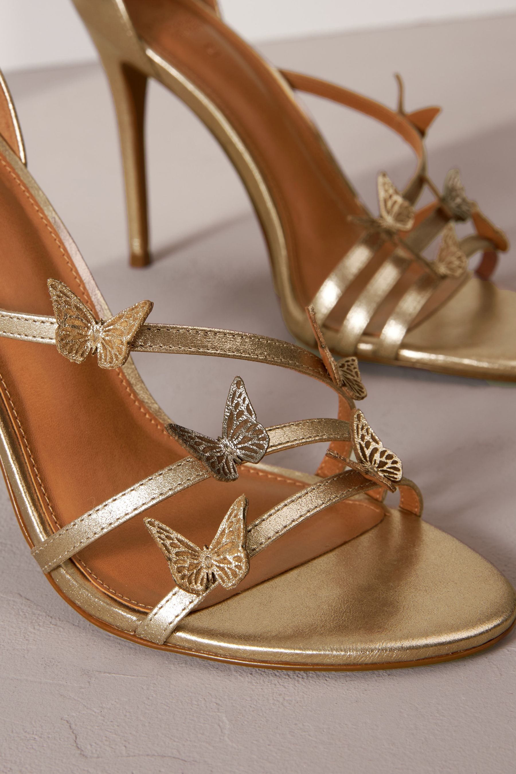 Gold butterfly heels online